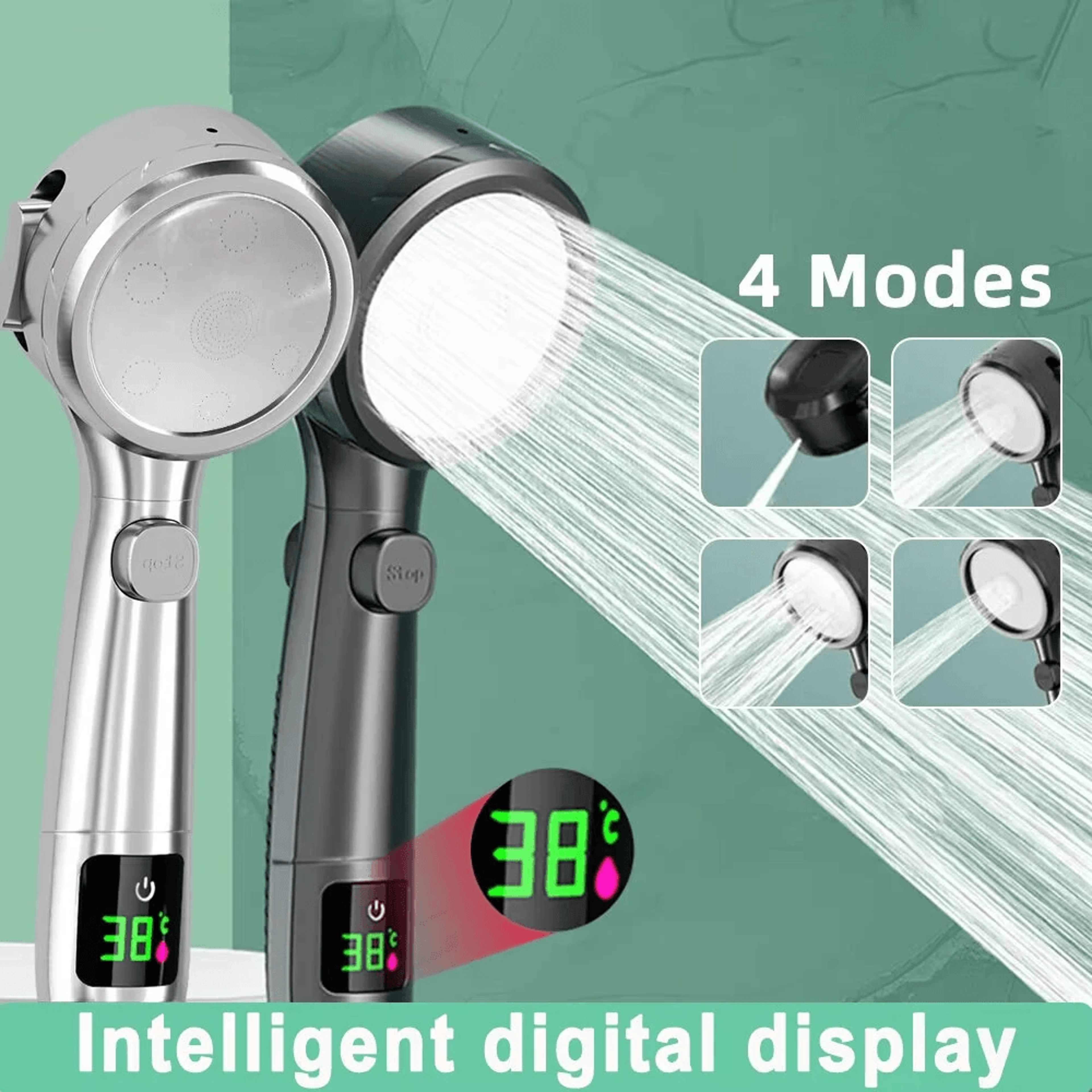 Smart High Pressure Handheld Shower Head With LED Temperature Display And Spray Modes 3