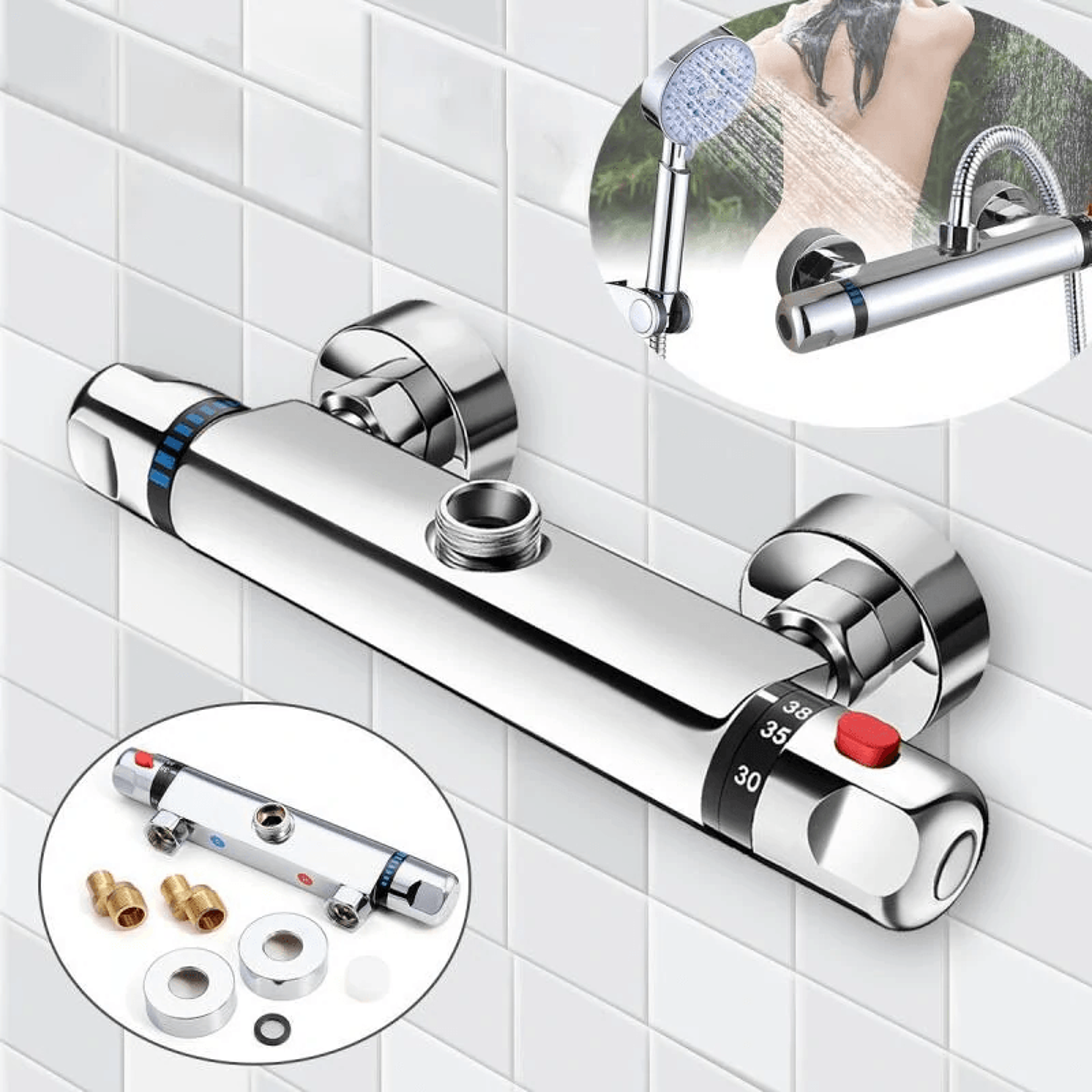 Thermostatic Brass Shower Mixer Valve With Anti Scald Temperature Control 2