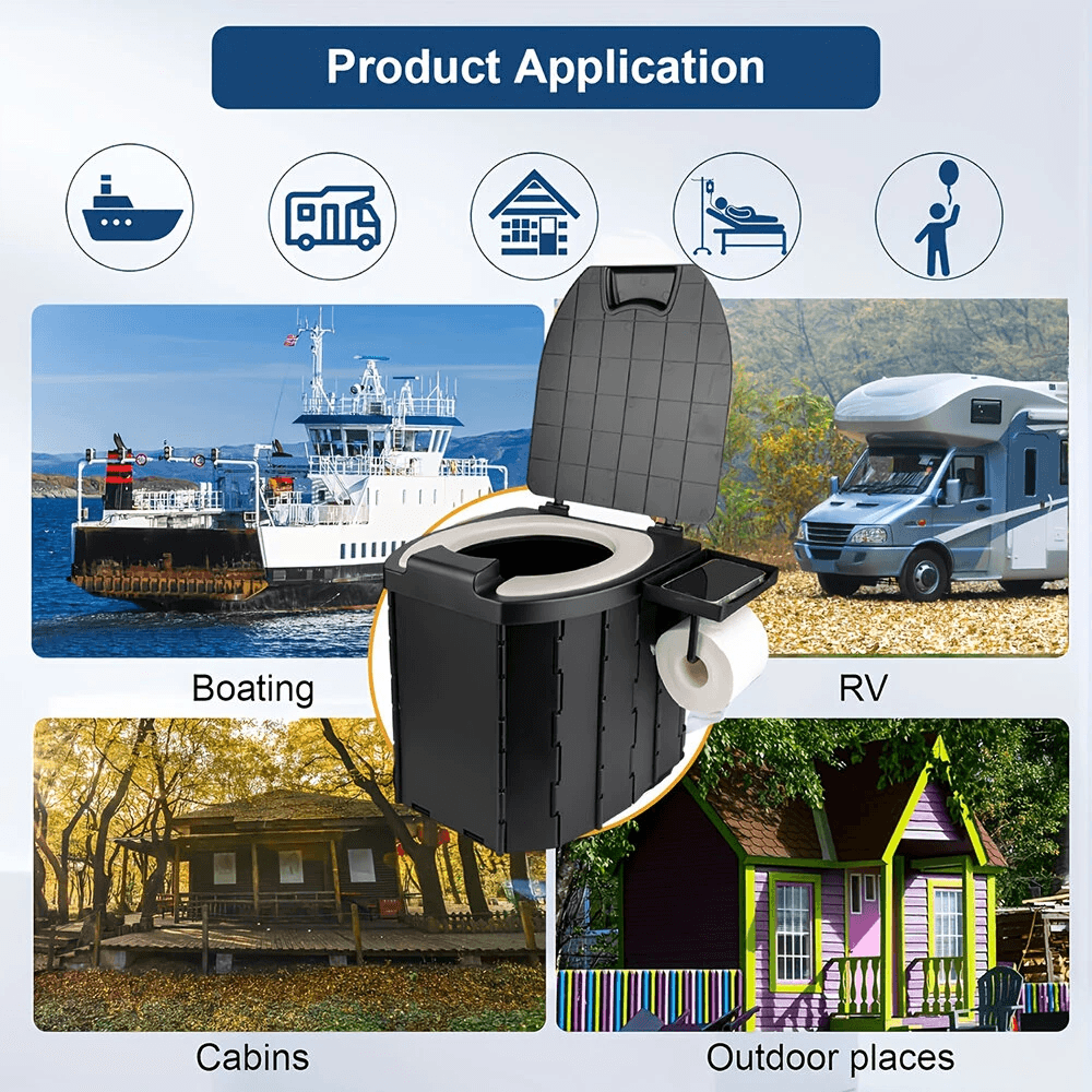 Comfort Fold Portable Camping Toilet With PU Seat And Cover 3