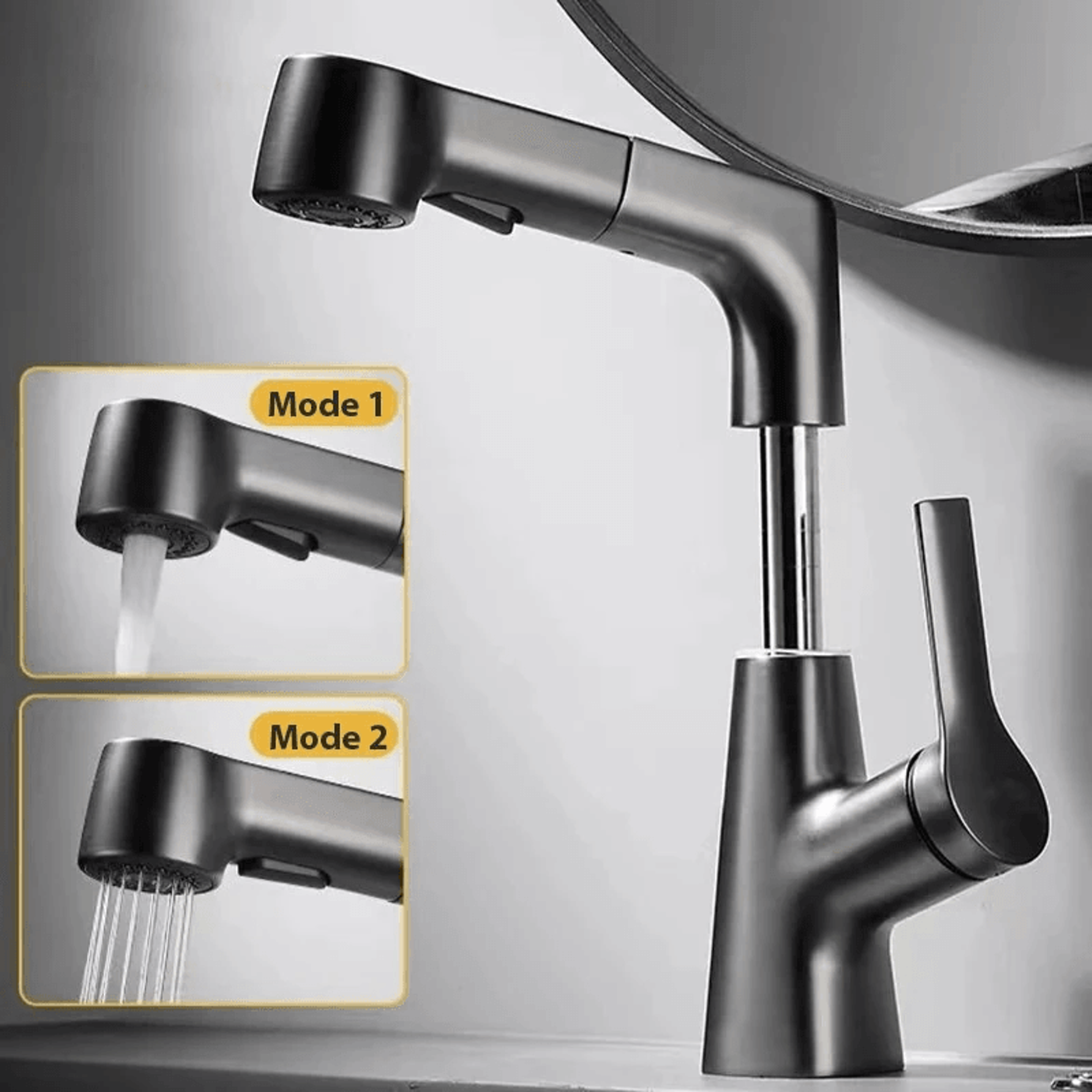 Adjustable Pull Out Kitchen Faucet With Dual Spray Modes And Hot Cold Control 3