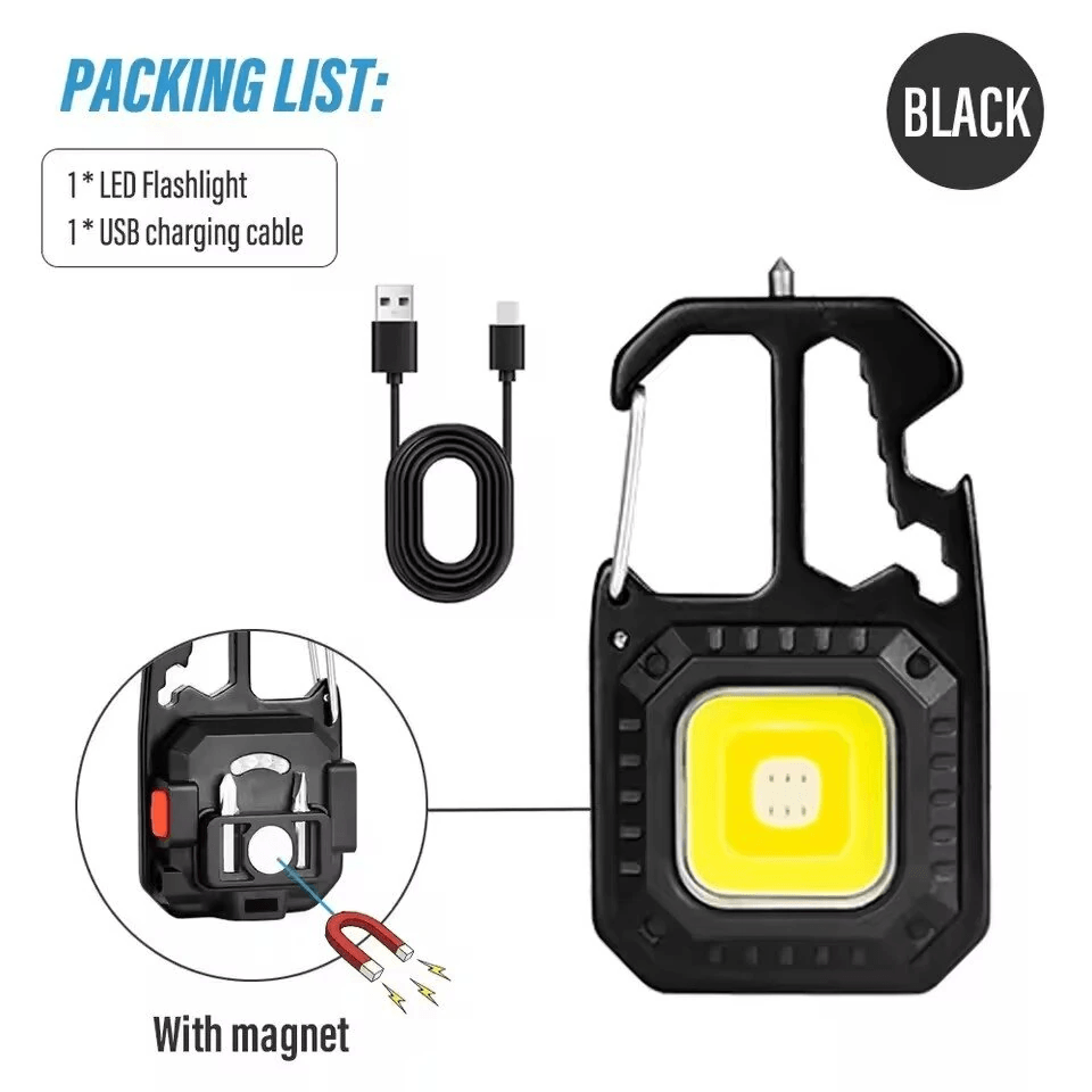 Multifunction Mini COB LED Keychain Flashlight With Emergency Tools 8