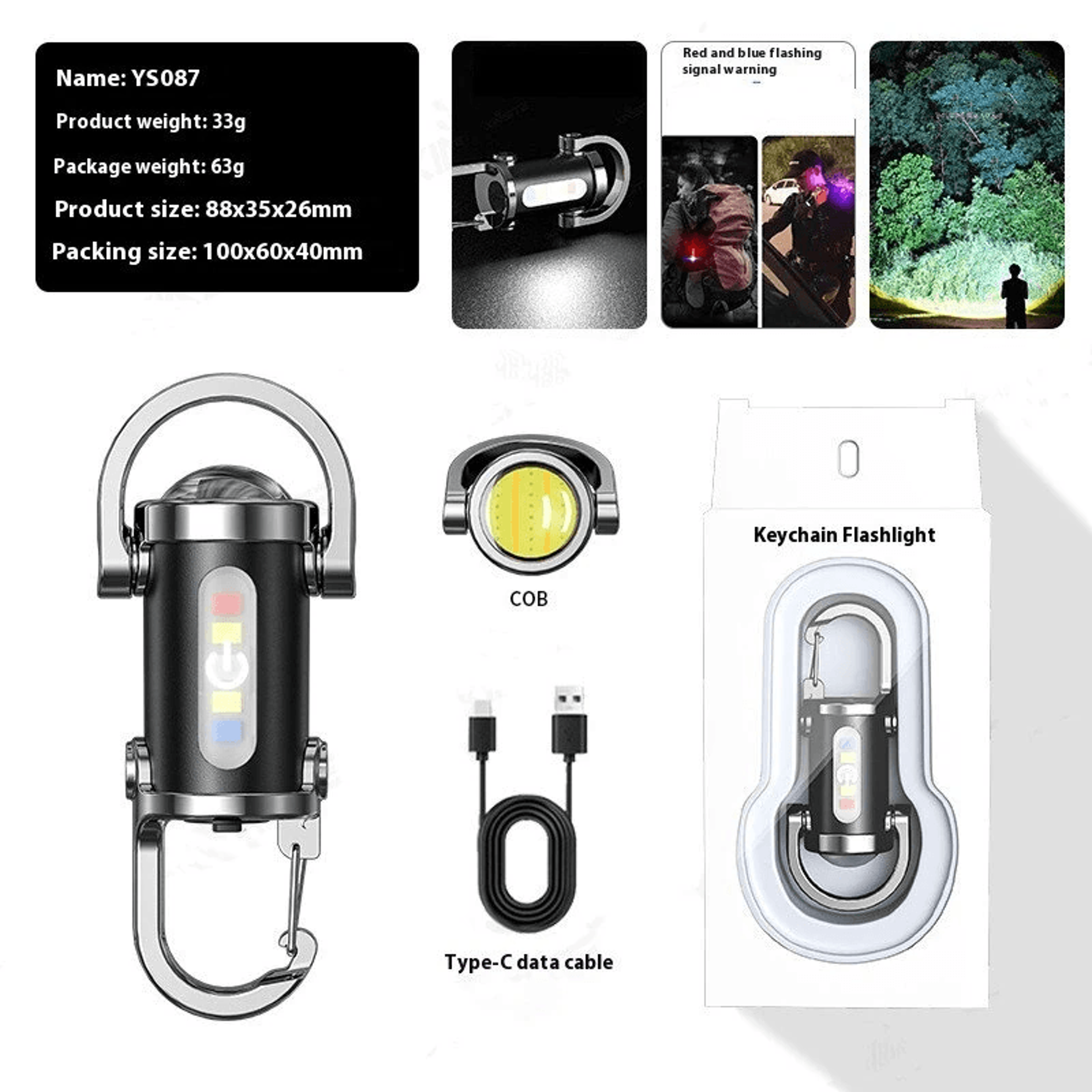Mini Rechargeable LED Keychain Flashlight With UV Light 3