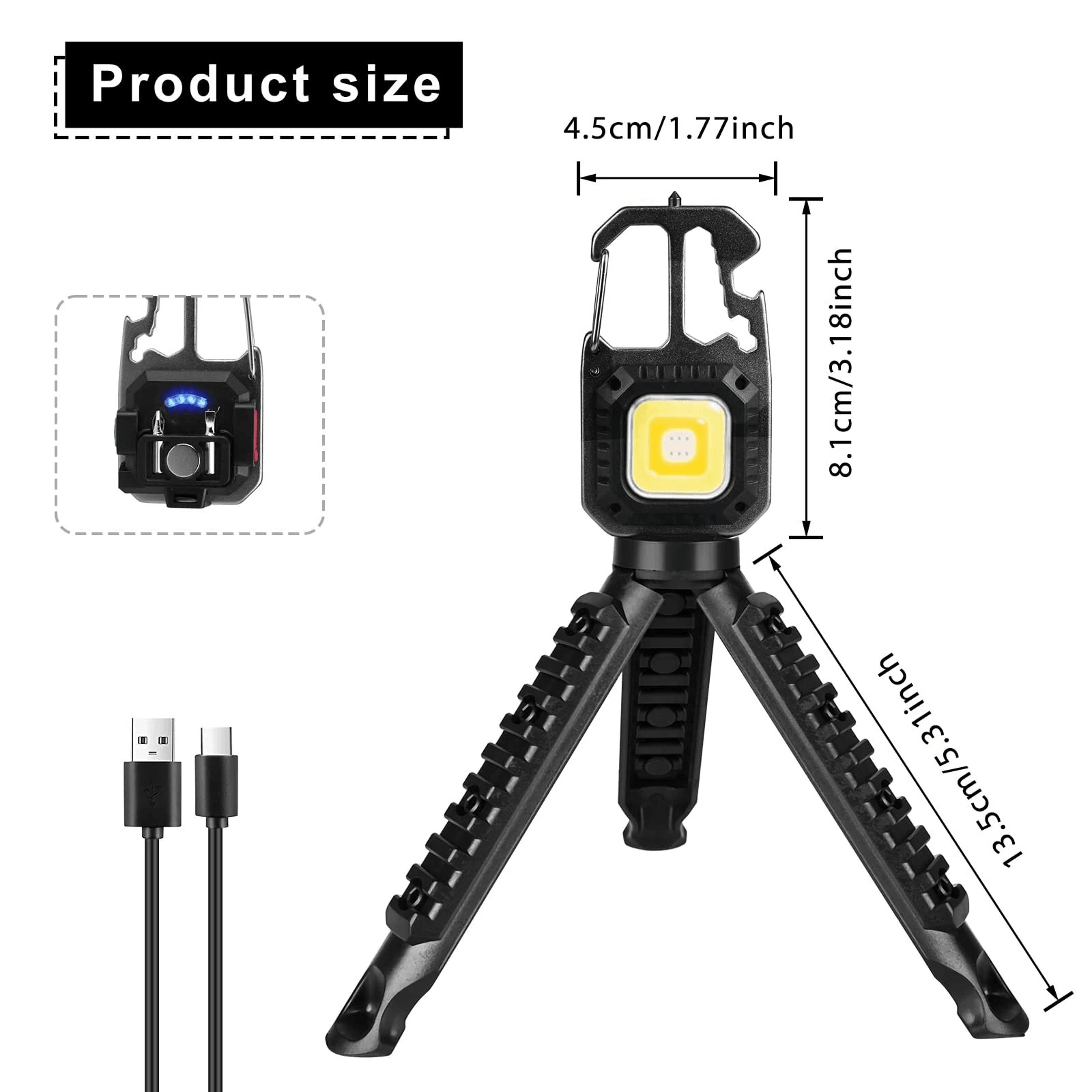 Rechargeable COB Keychain Flashlight With Magnetic Work Light 5