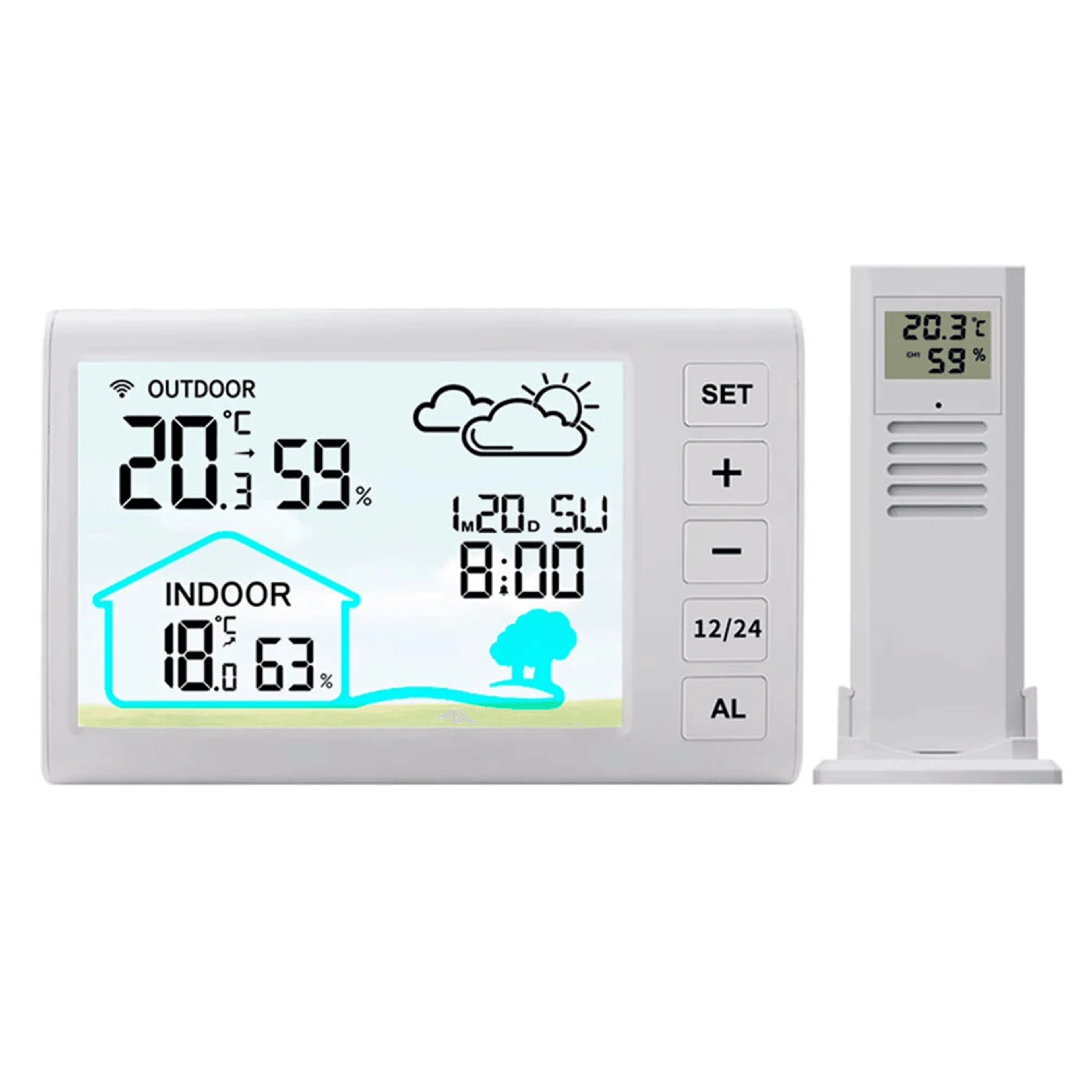 Indoor Digital Thermometer Hygrometer With LCD Clock And Humidity Monitor 0
