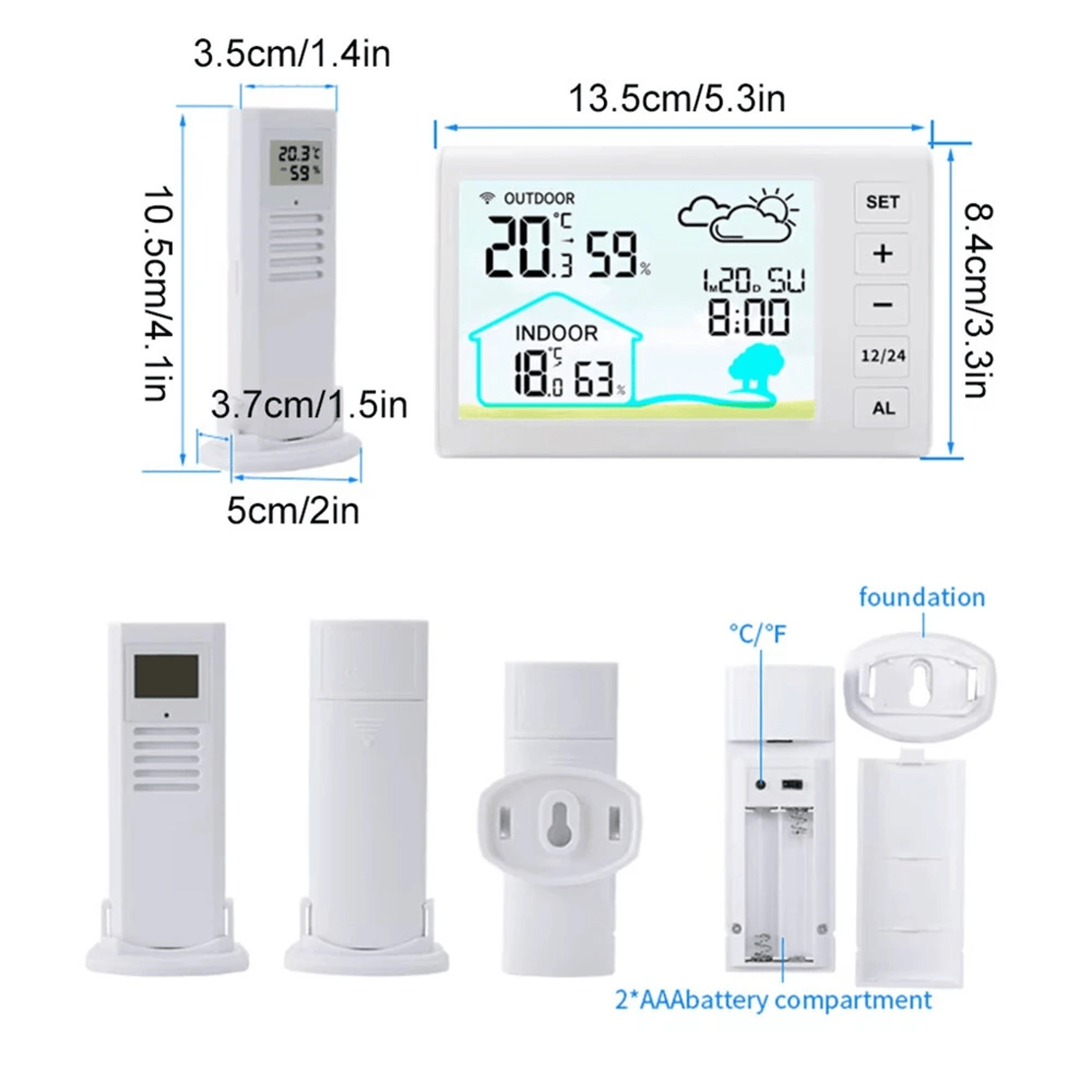 Indoor Digital Thermometer Hygrometer With LCD Clock And Humidity Monitor 4