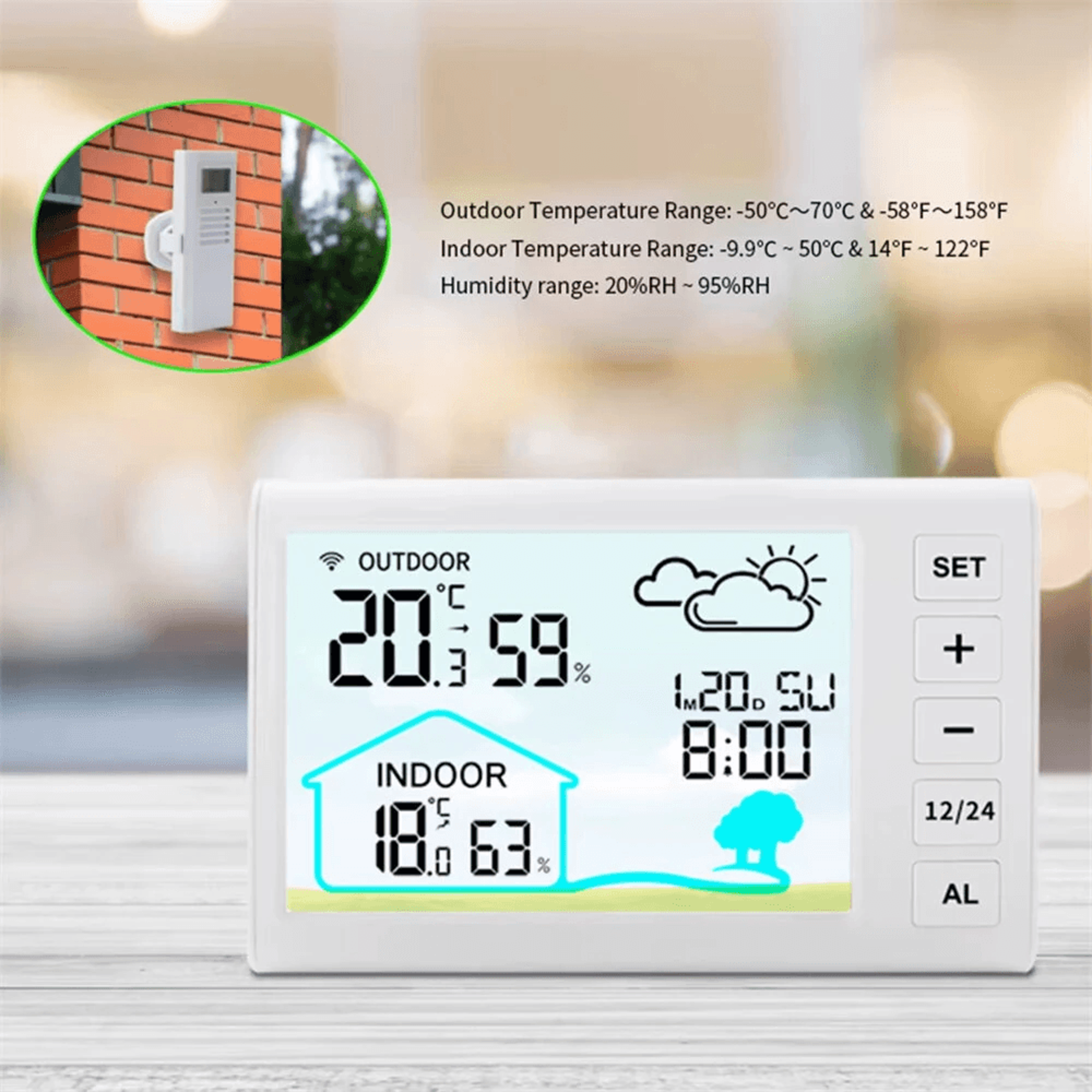 Indoor Digital Thermometer Hygrometer With LCD Clock And Humidity Monitor 3