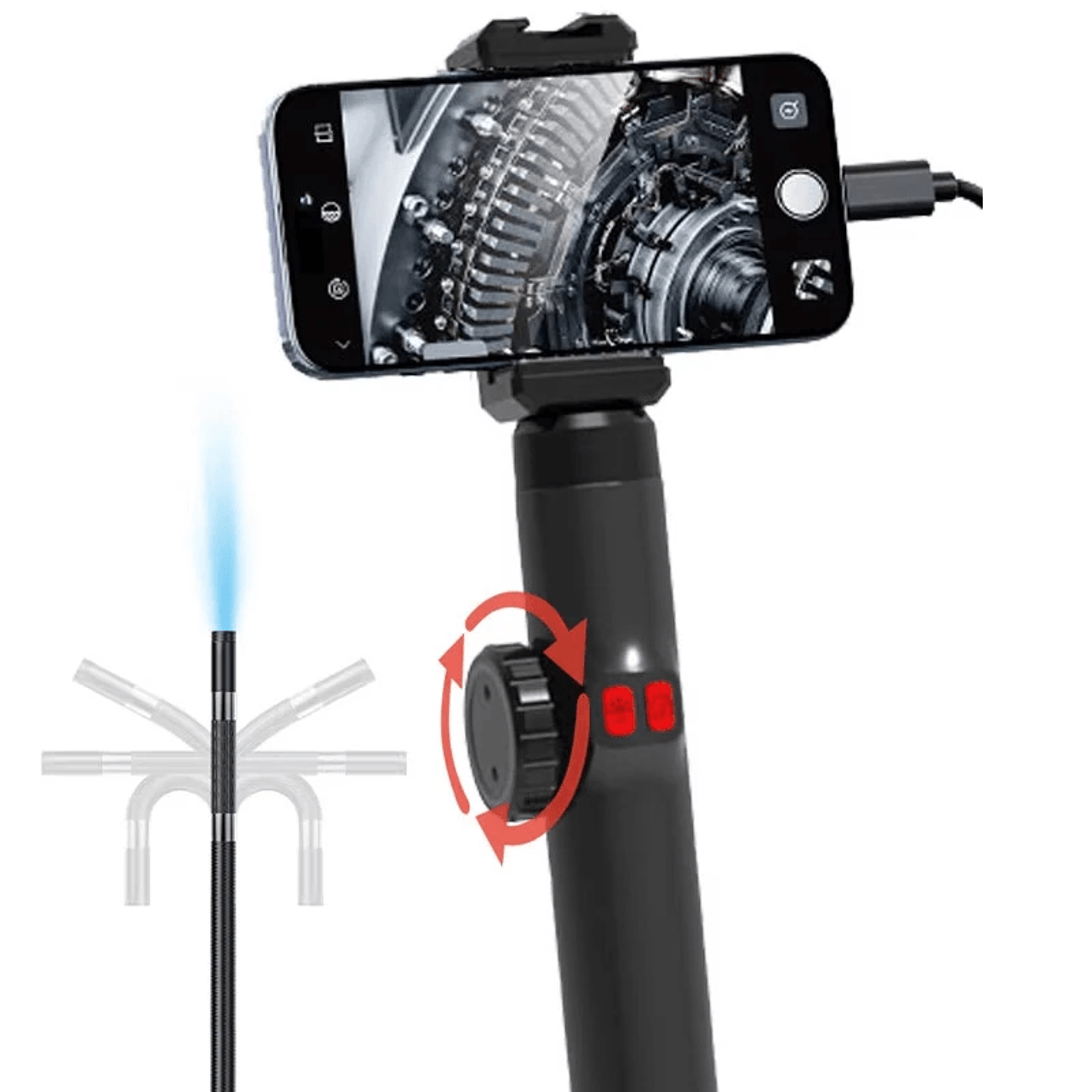 Rotating Endoscope Camera With HD Waterproof Probe And LED Lights 0