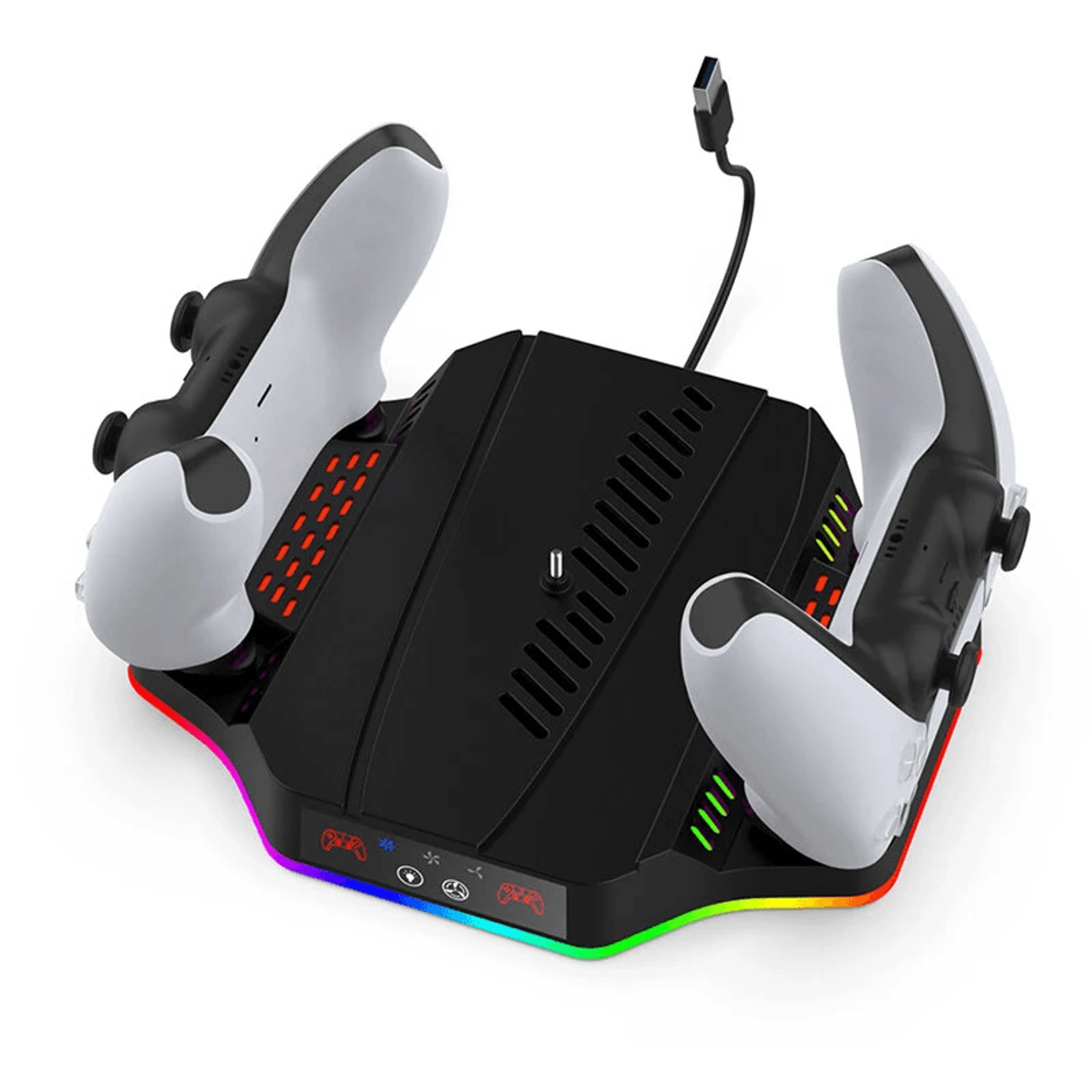 Slim Cooling Stand With Dual Controller Charging Station And RGB Light 2