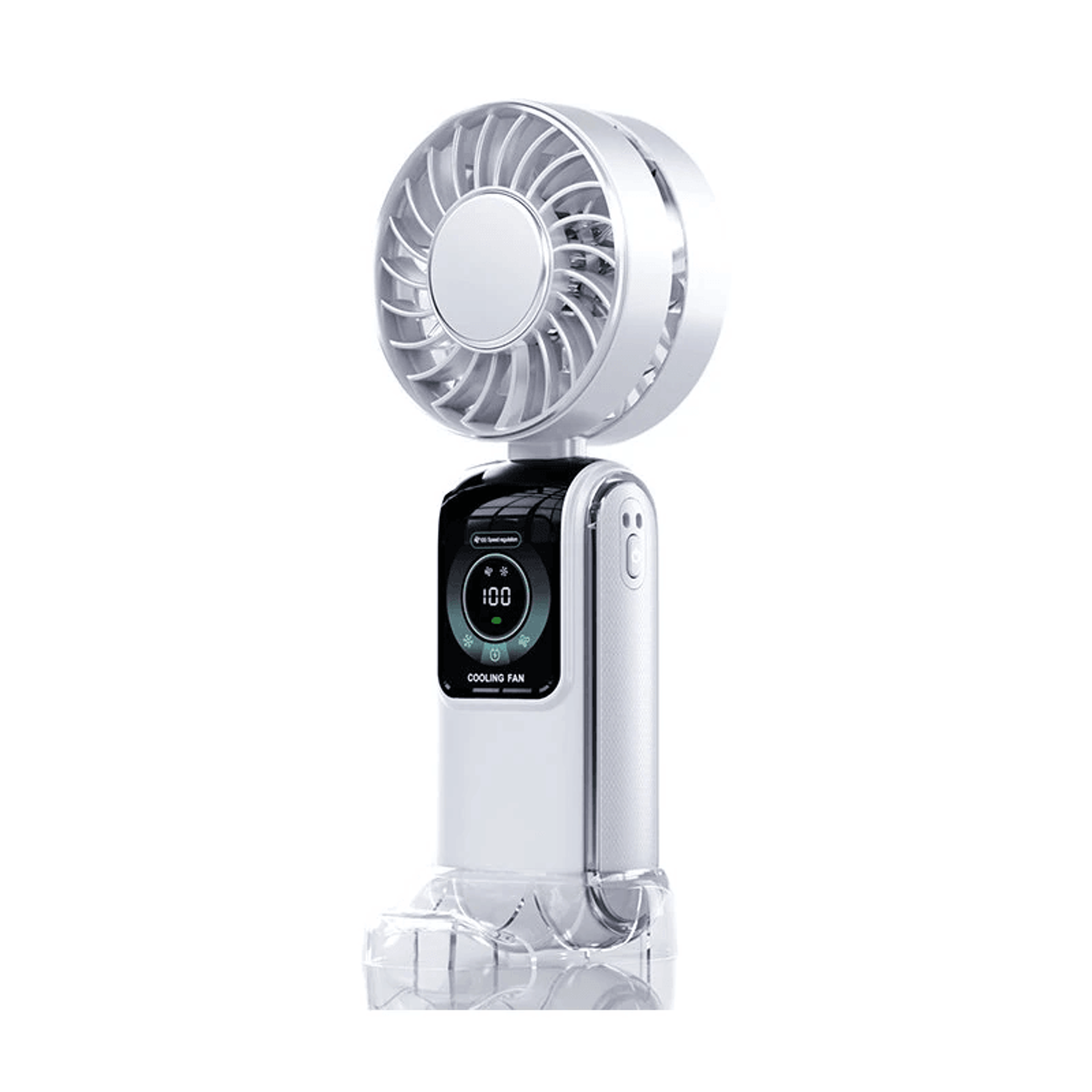 High Speed Handheld Cooling Fan With Smart LED Display And Foldable Rechargeable Design 0