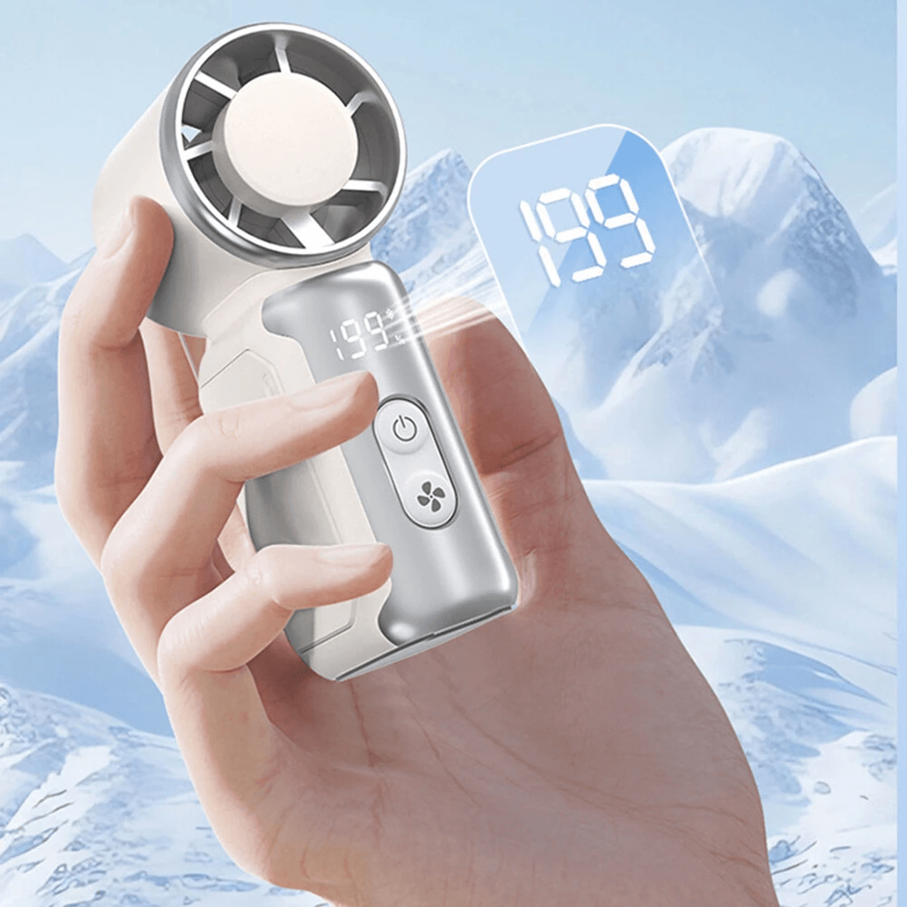 Portable Rechargeable Handheld Fan With Speed Control And LED Display 1