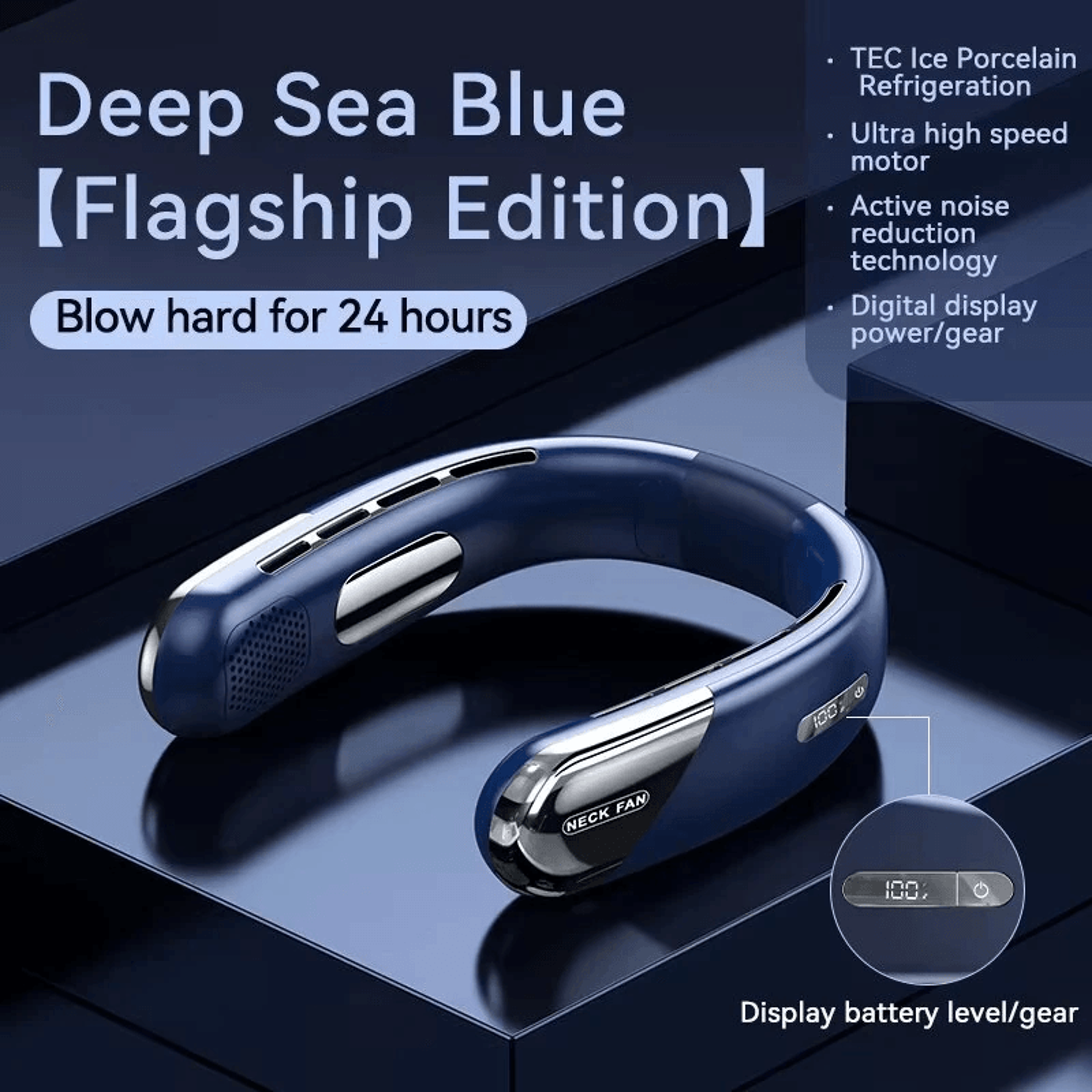 Cooling Portable Neck Fan With Speeds And LED Display 7