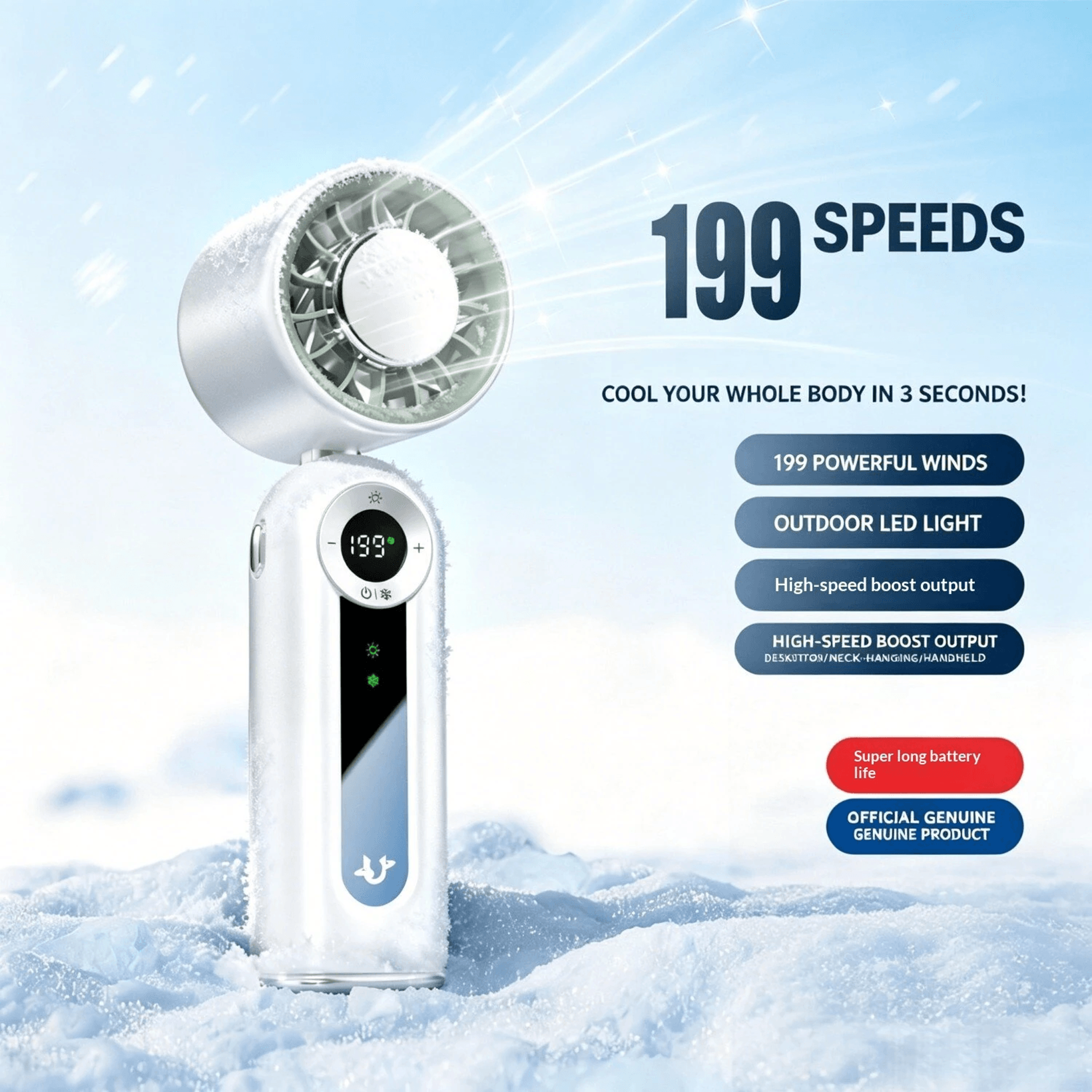 Portable Handheld Cooling Fan With Speed Control And Rechargeable Battery 4