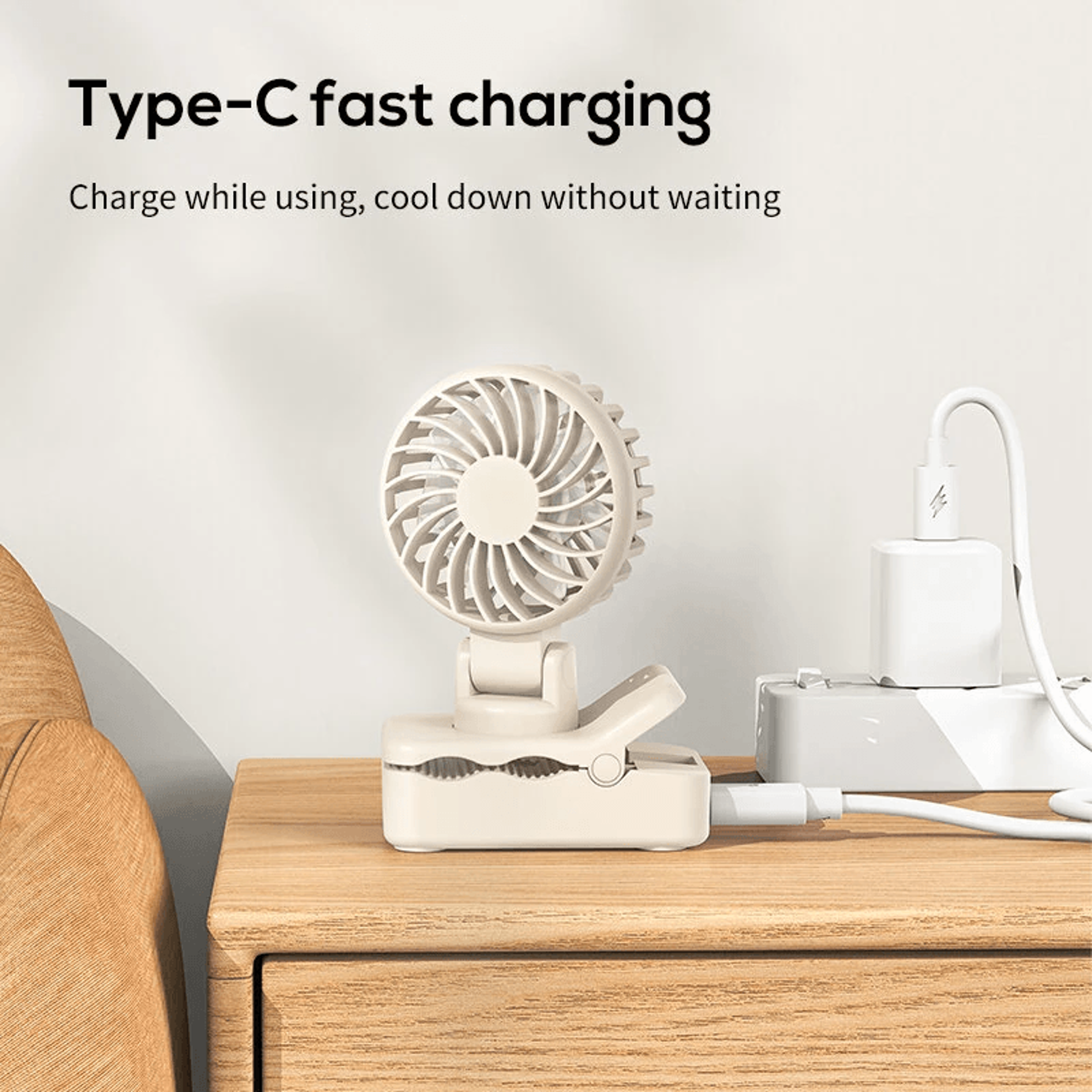 Portable Umbrella Clip Fan USB Rechargeable Speed Handheld Desk Fan 1