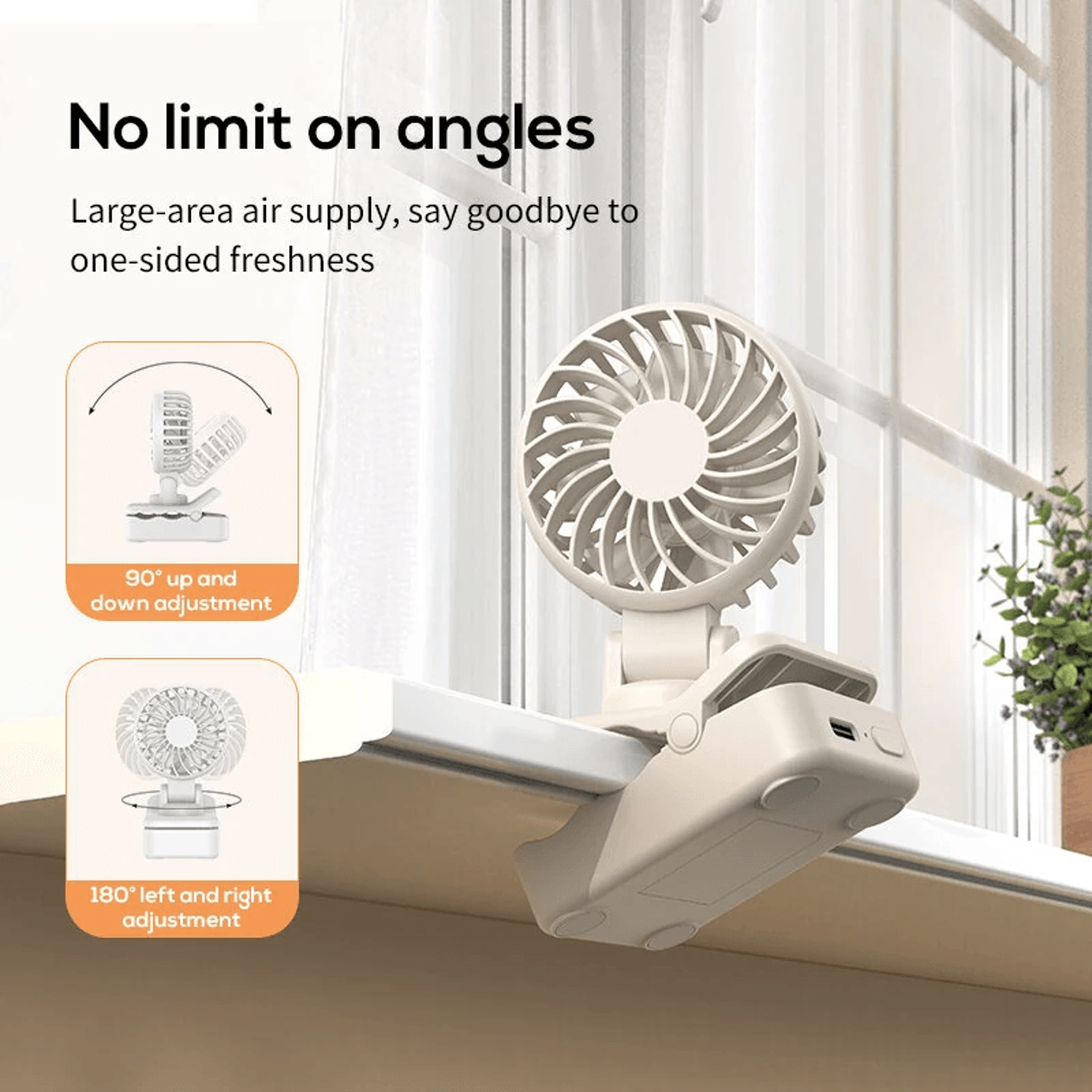 Portable Umbrella Clip Fan USB Rechargeable Speed Handheld Desk Fan 2