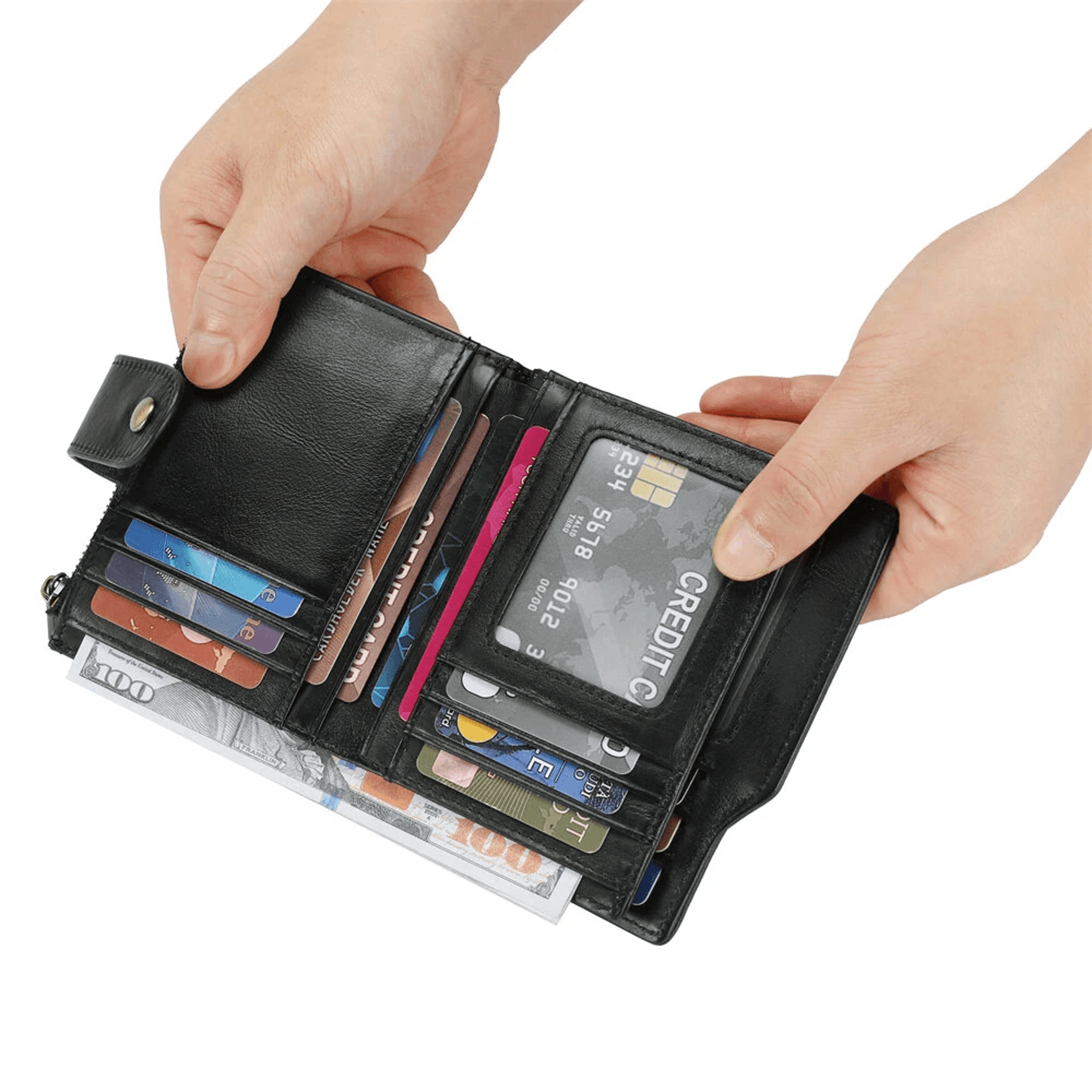 Top Grain Cowhide RFID Blocking Wallet For Men With Multi Card Storage And Coin Pocket 6
