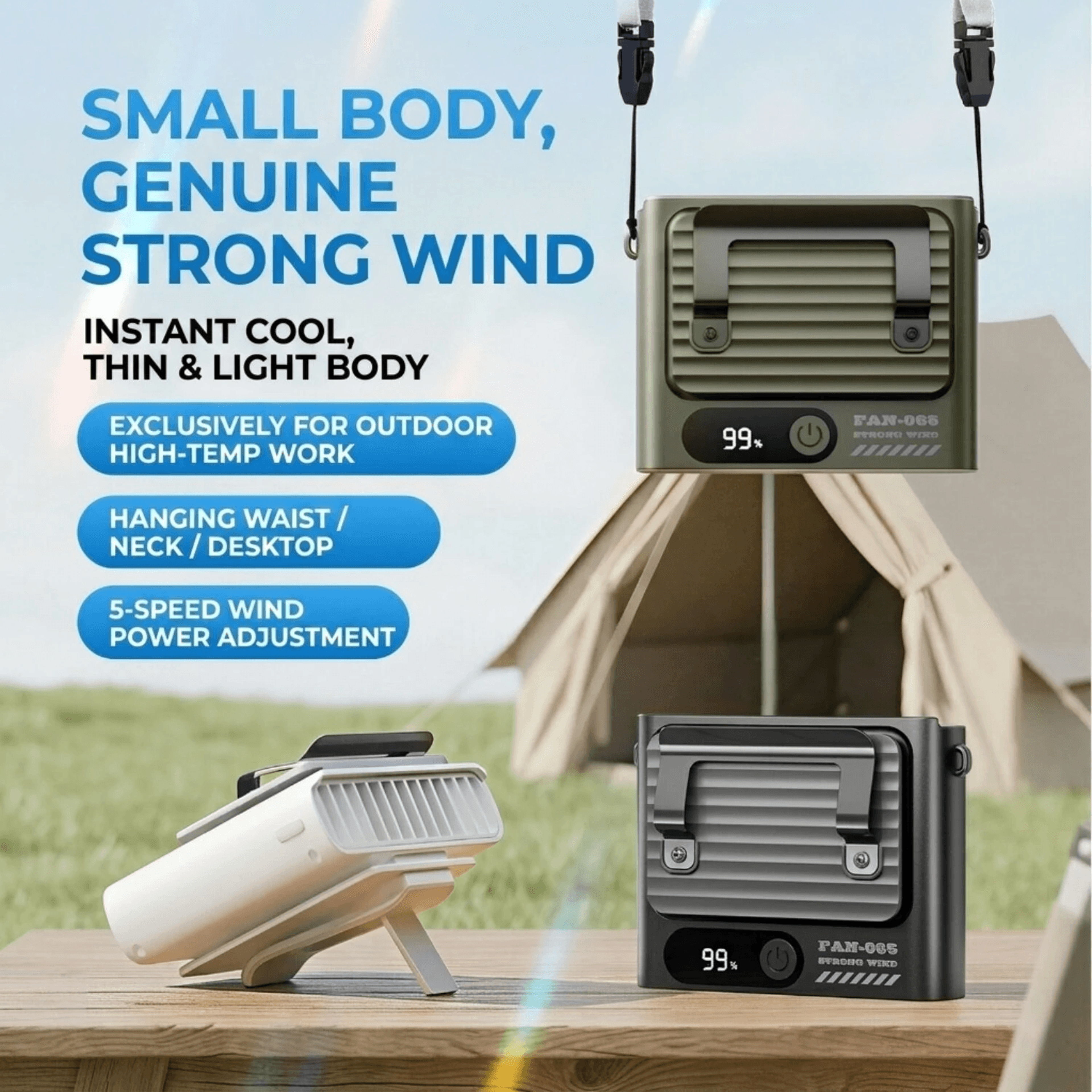 Portable Waist Fan With Speed Cooling Rechargeable Battery And LED Display 3