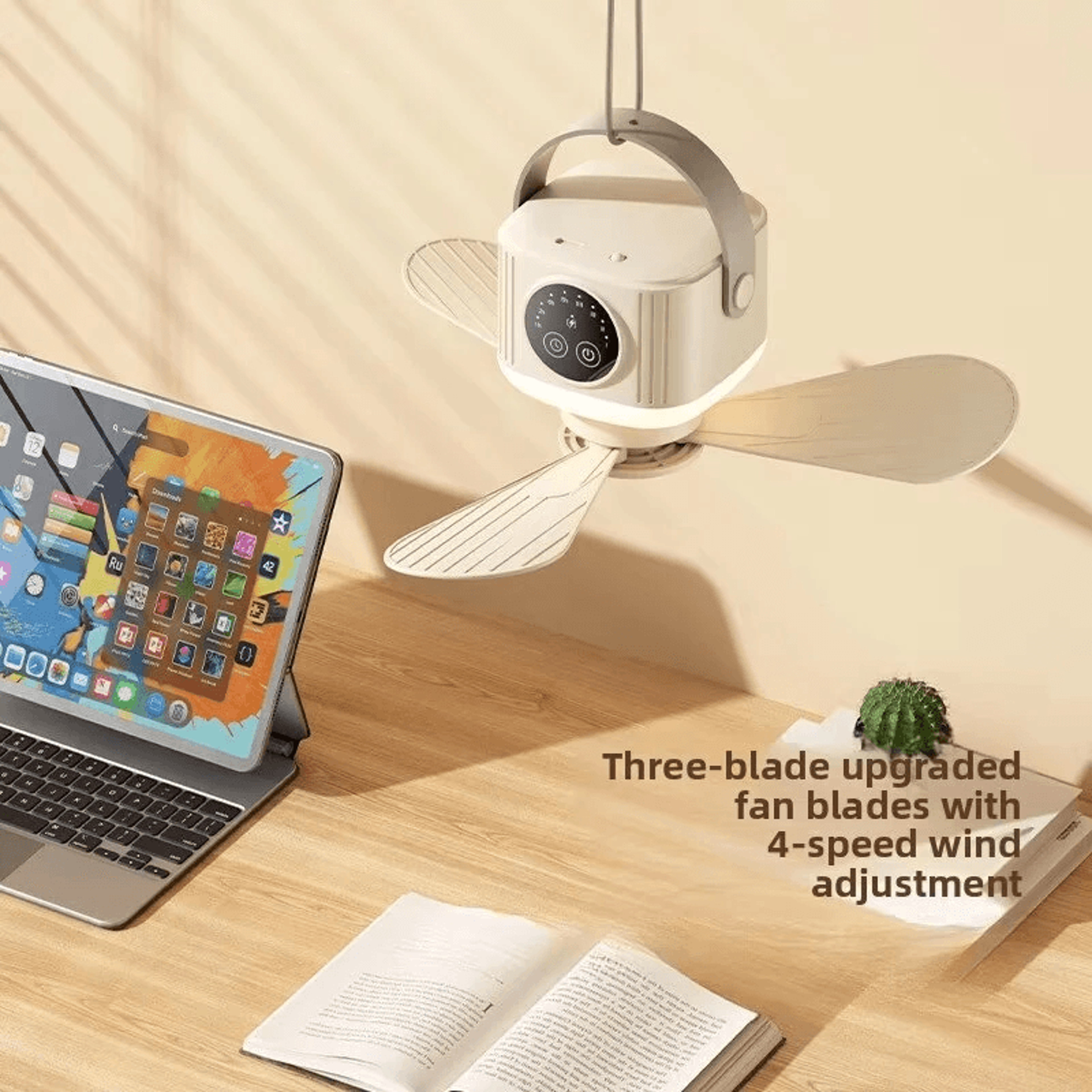 Portable Rechargeable Ceiling Fan With LED Light Remote Control And Timer 4
