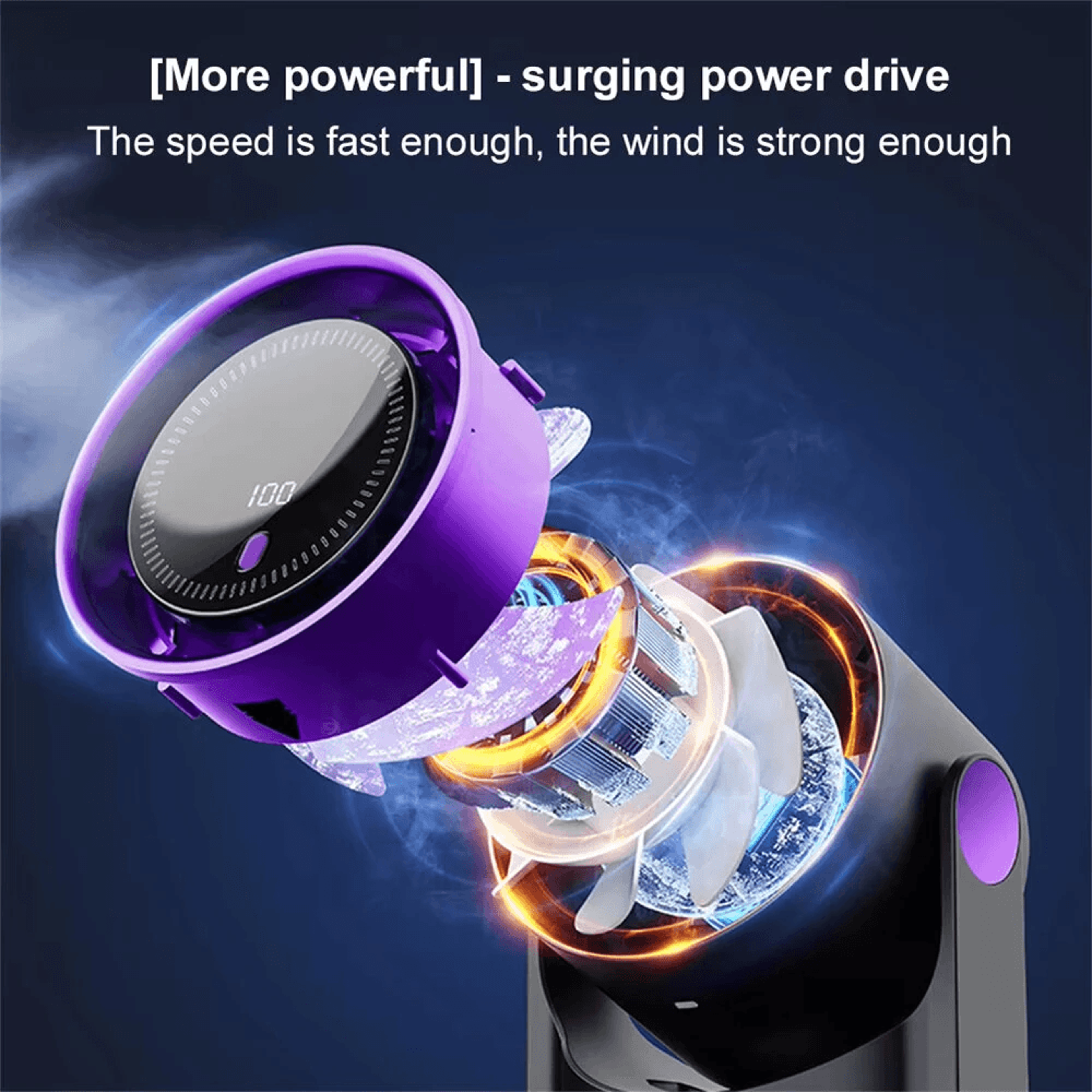Portable Bladeless Desk Fan With Speed Control Digital Display And USB Rechargeable Cooling 5