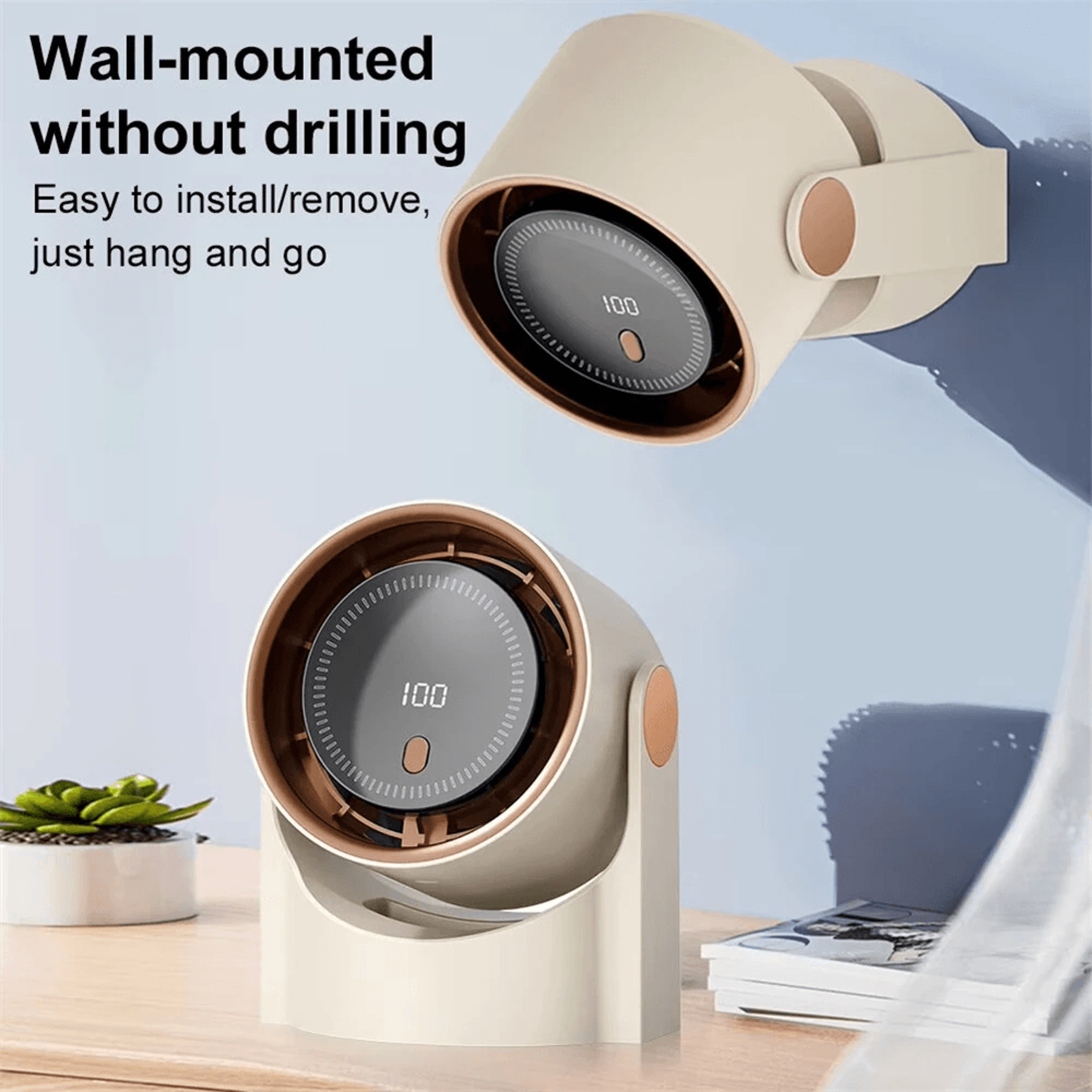 Portable Bladeless Desk Fan With Speed Control Digital Display And USB Rechargeable Cooling 3