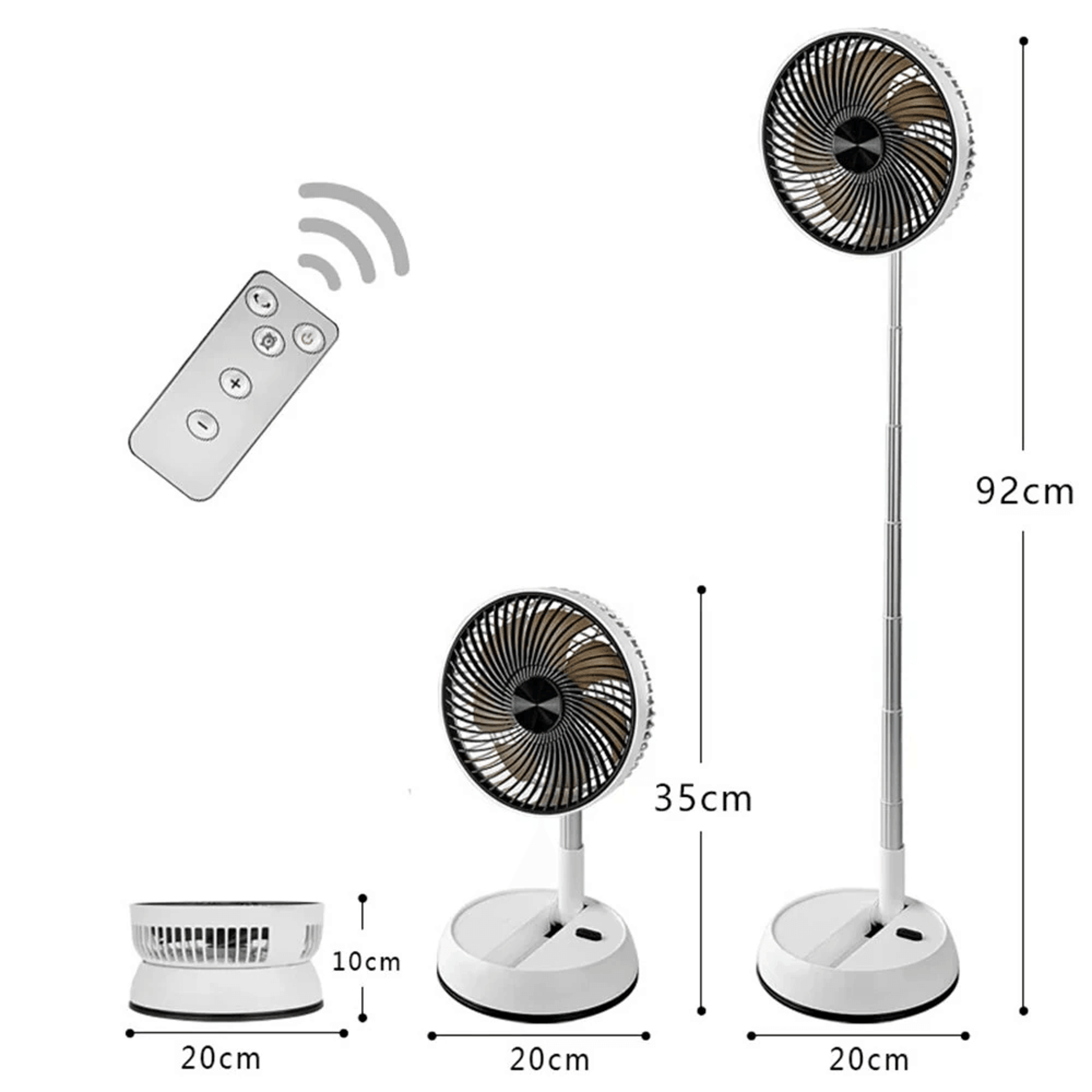 Portable Rechargeable Oscillating Standing Fan With Remote Control And Foldable Design 6