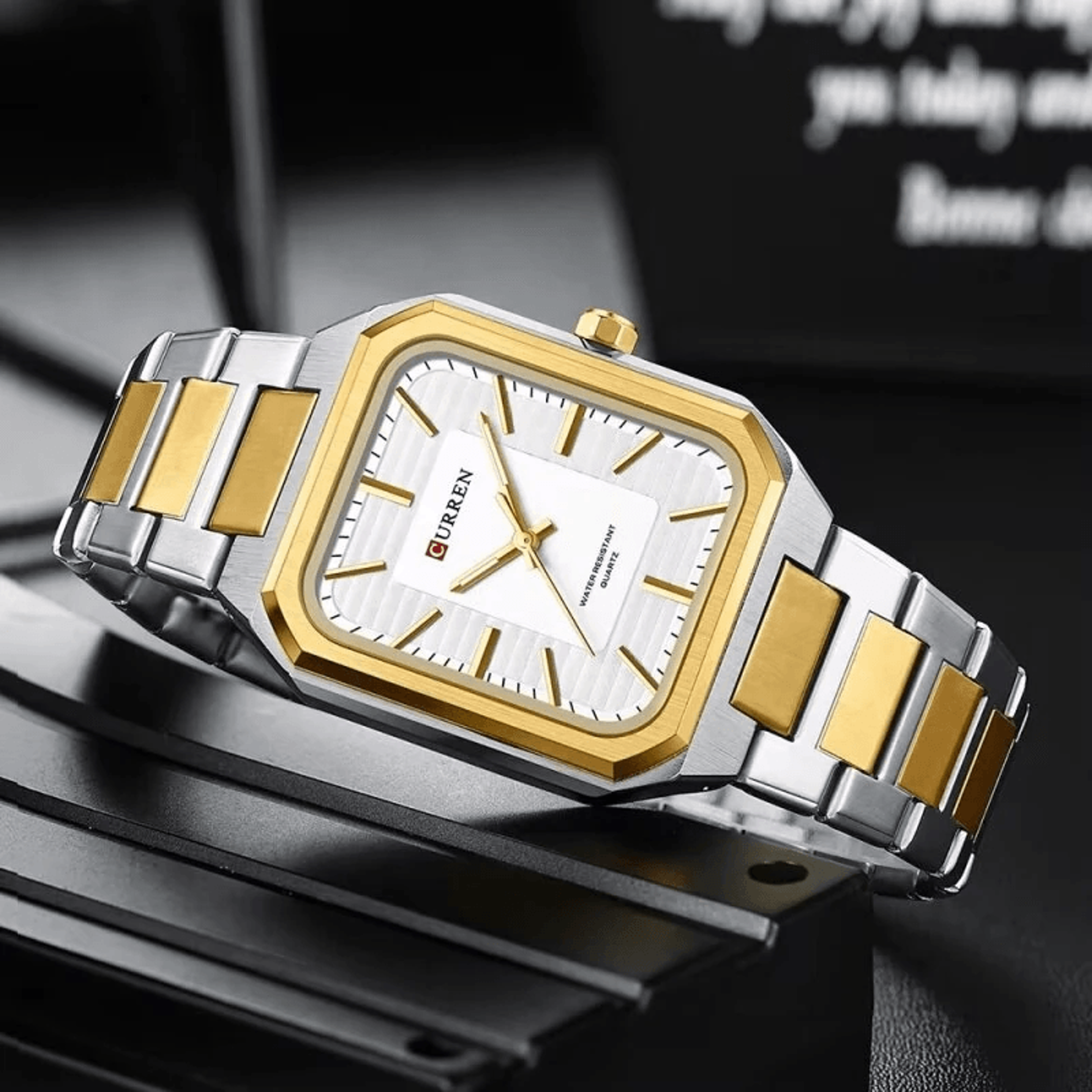 Rectangular Business Watch For Men Stainless Steel Quartz Wristwatch With Luminous Hands 6