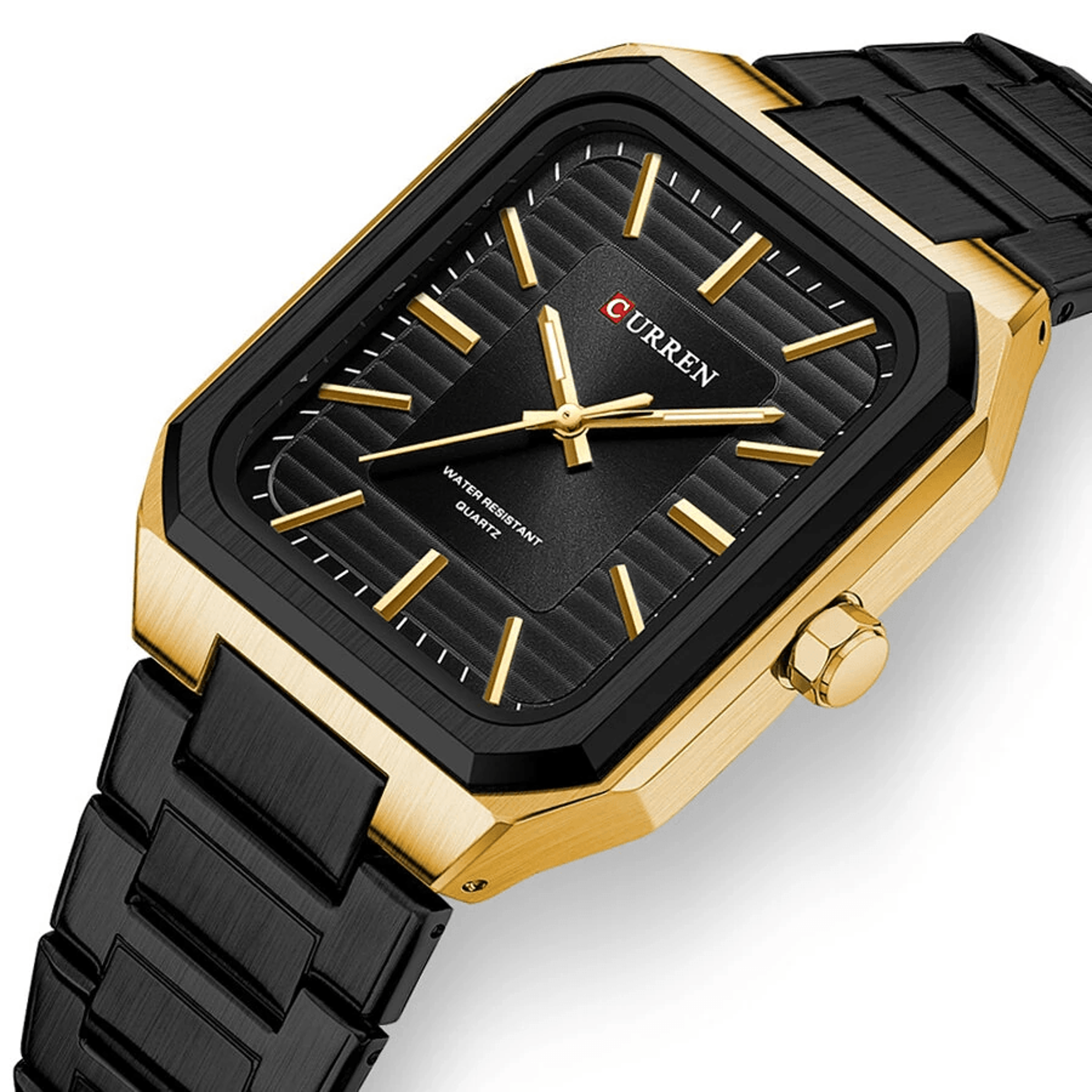 Rectangular Business Watch For Men Stainless Steel Quartz Wristwatch With Luminous Hands 1