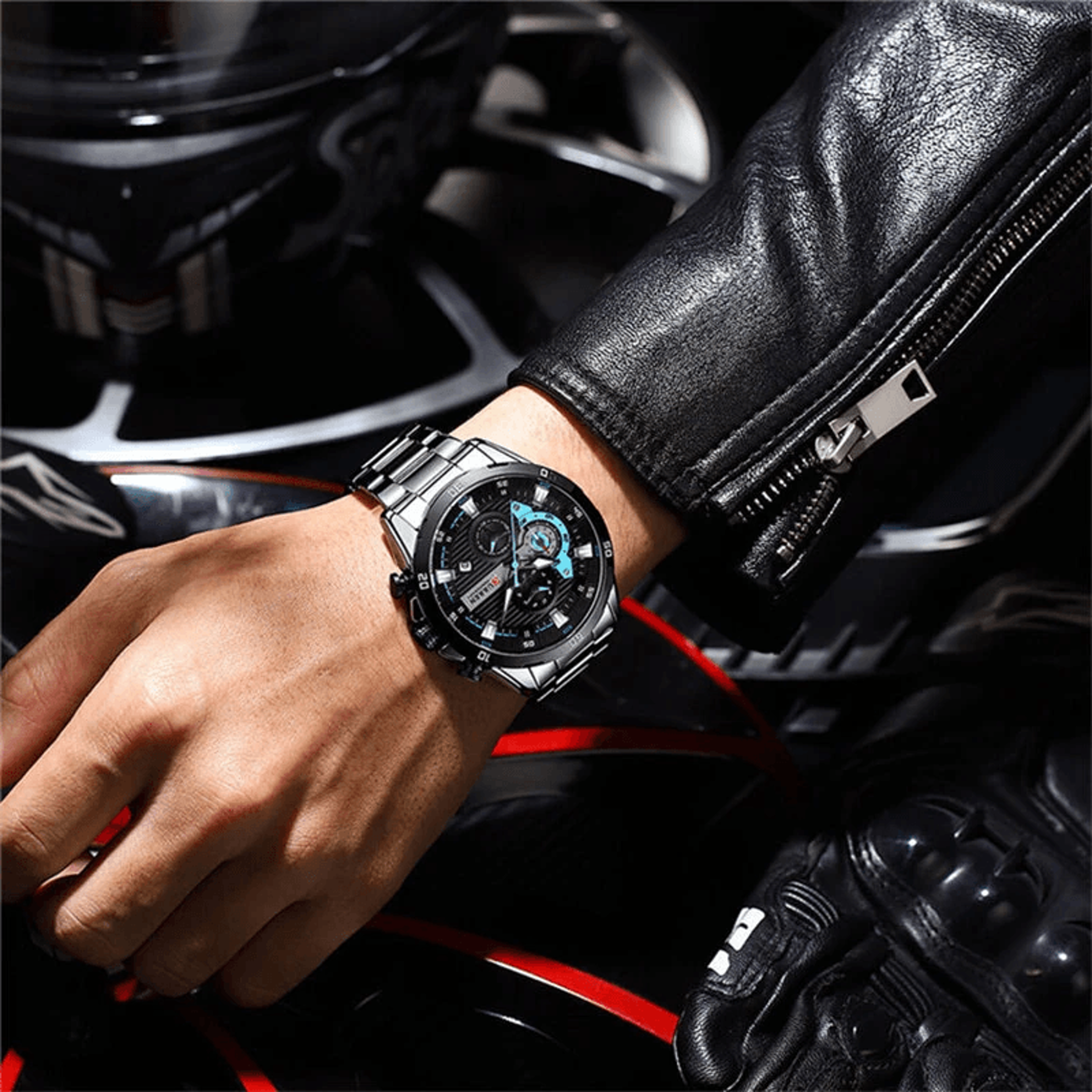 Mens Stainless Steel Chronograph Quartz Watch Waterproof Business Casual Wristwatch 1