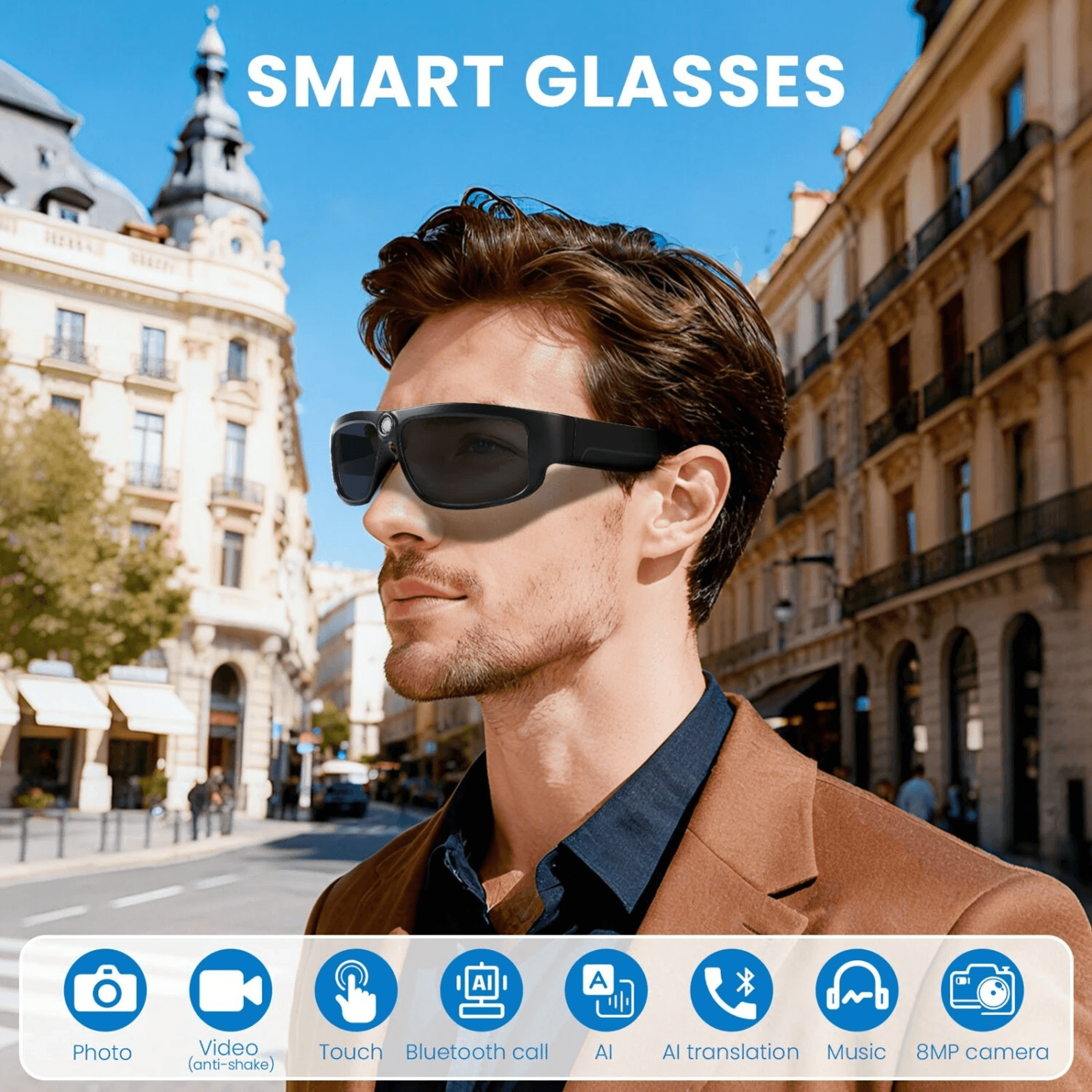 AI Smart Camera Glasses With HD Video Real Time Translation And Bluetooth Audio 1