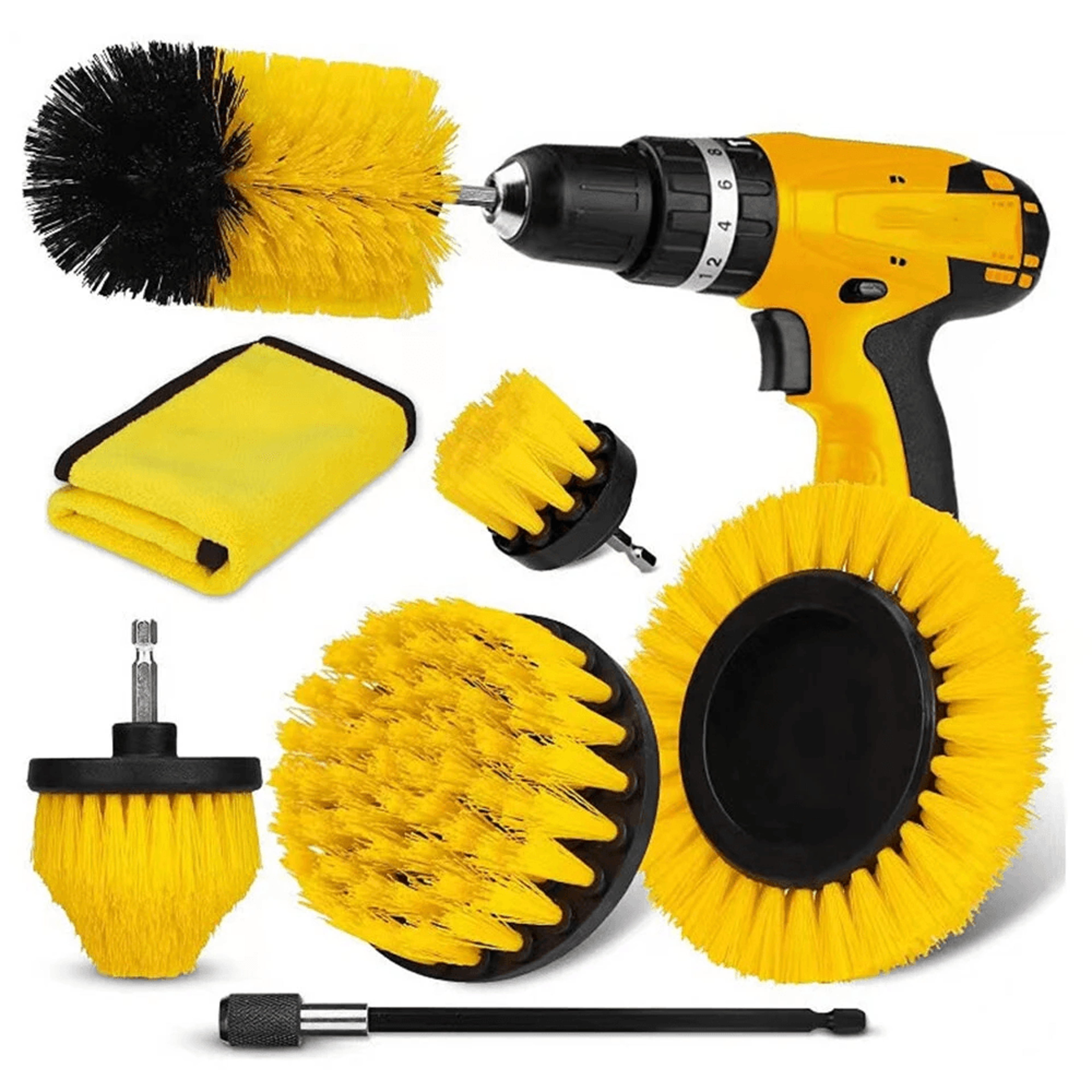 Drill Brush Attachment Set with Nylon Power Scrubber Brushes and Extension Rod – view 4