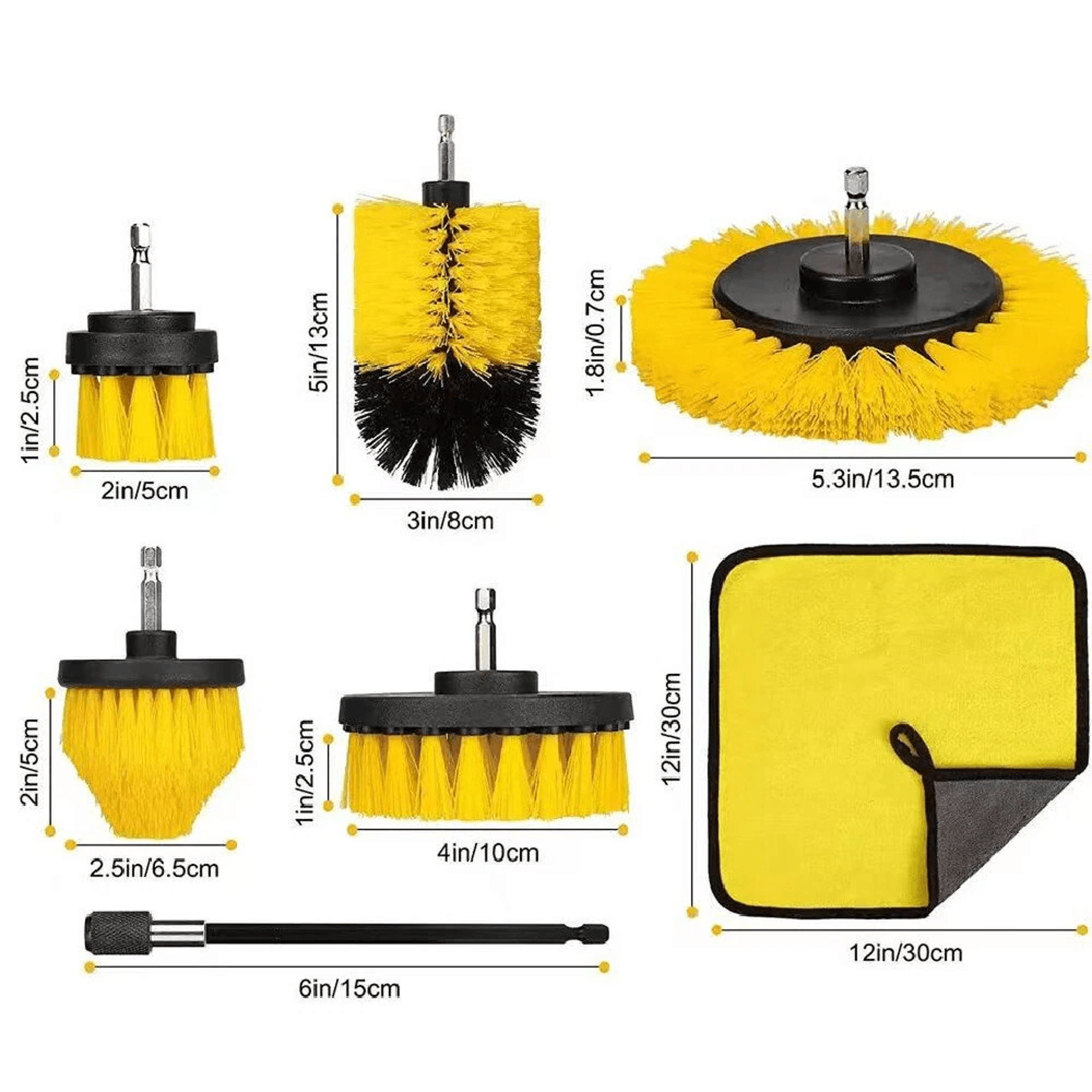 Drill Brush Attachment Set With Nylon Power Scrubber Brushes And Extension Rod 3