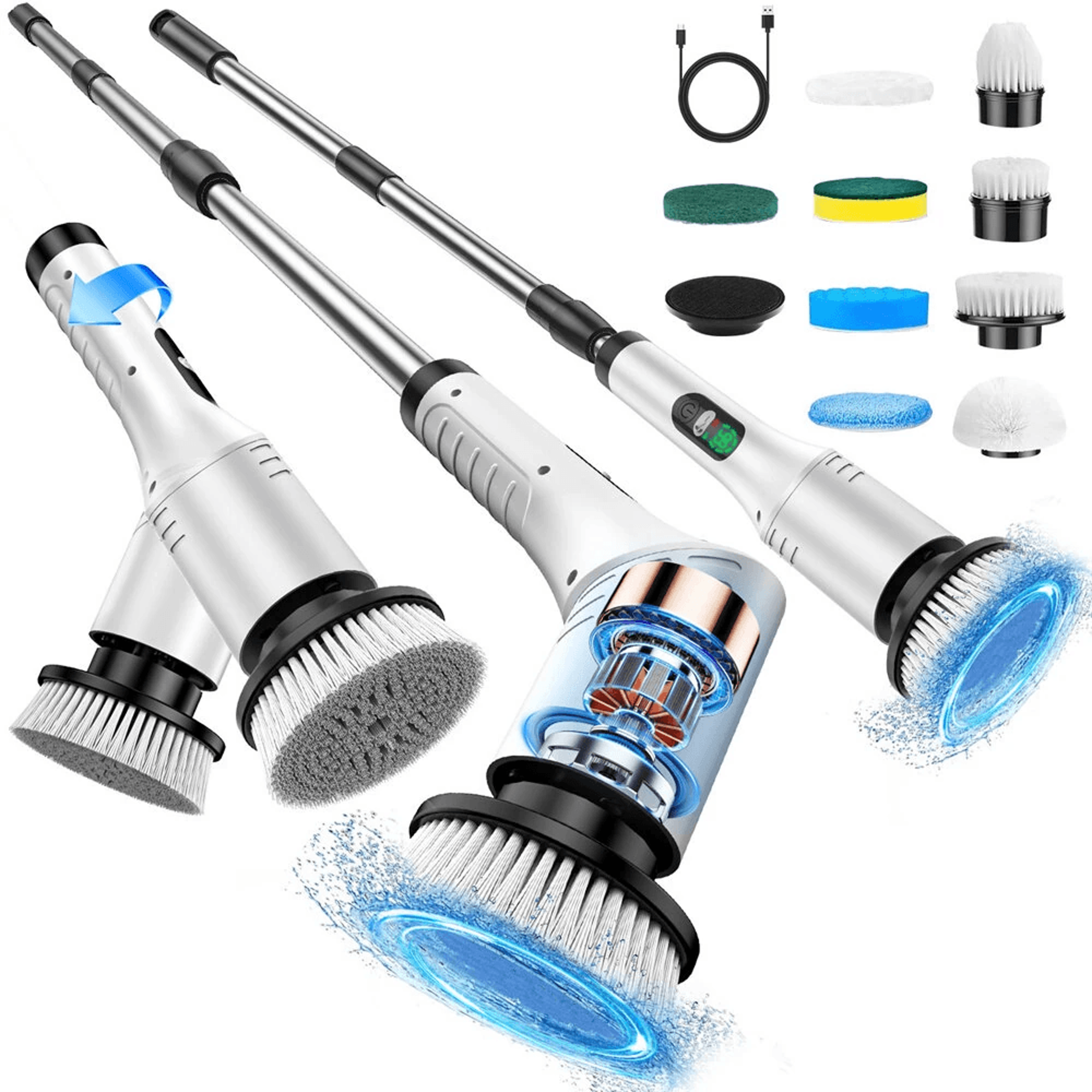 Electric Spin Scrubber Cordless Cleaning Brush With Extendable Handle 0