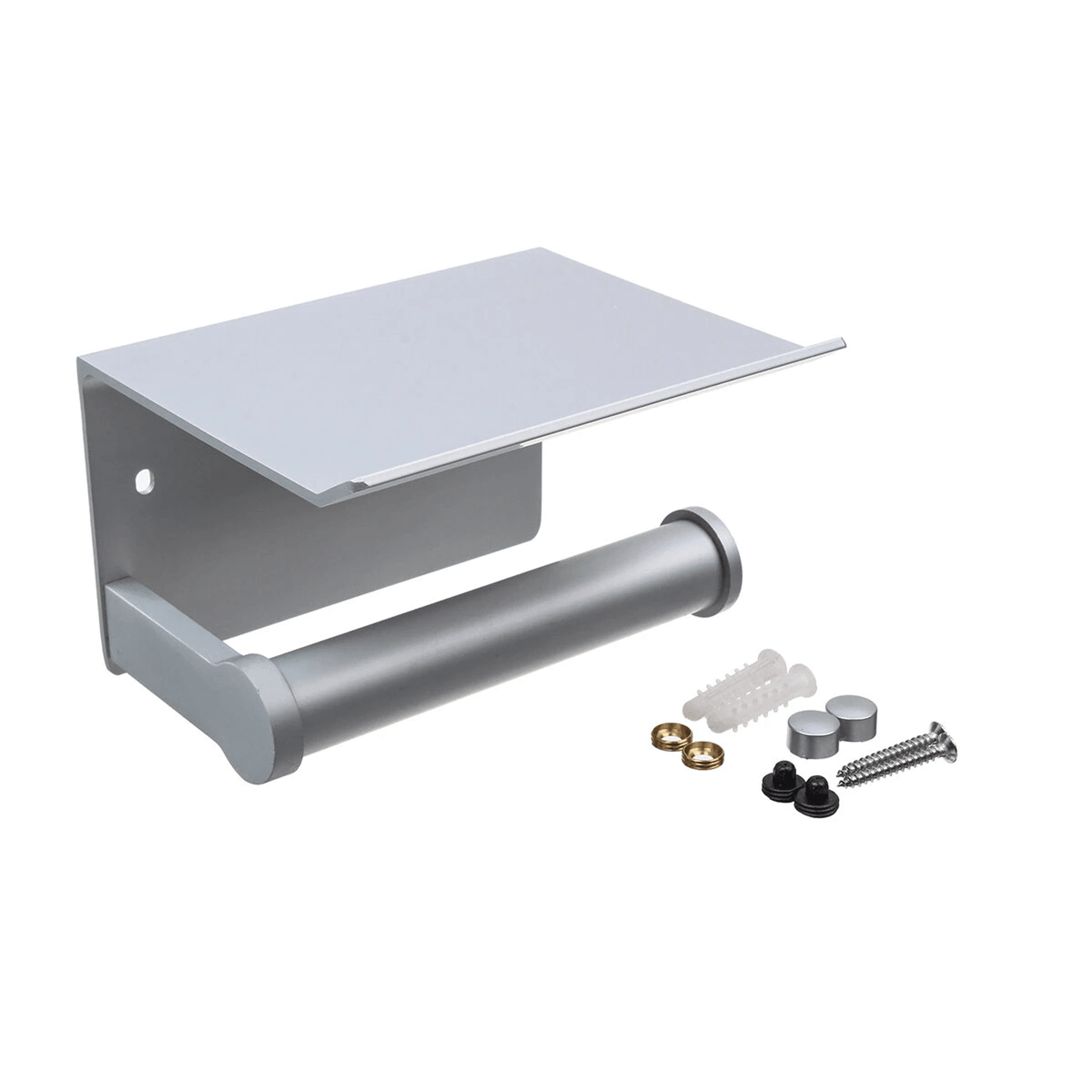 Wall Mounted Toilet Paper Holder With Phone Shelf Stainless Steel Bathroom Roll Holder 5