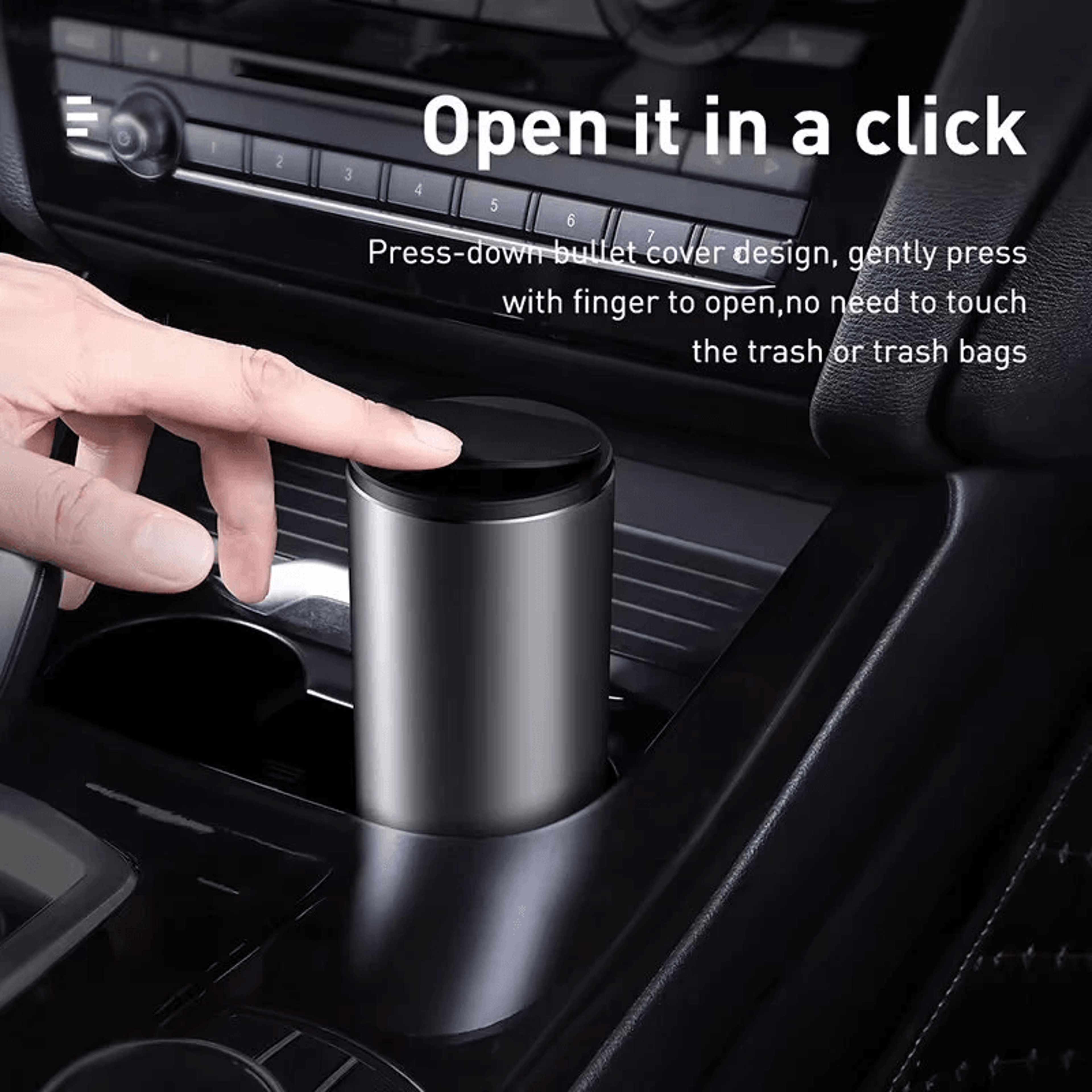 Compact Car Trash Can With Lid Mini Vehicle Garbage Bin And Interior Organizer 5