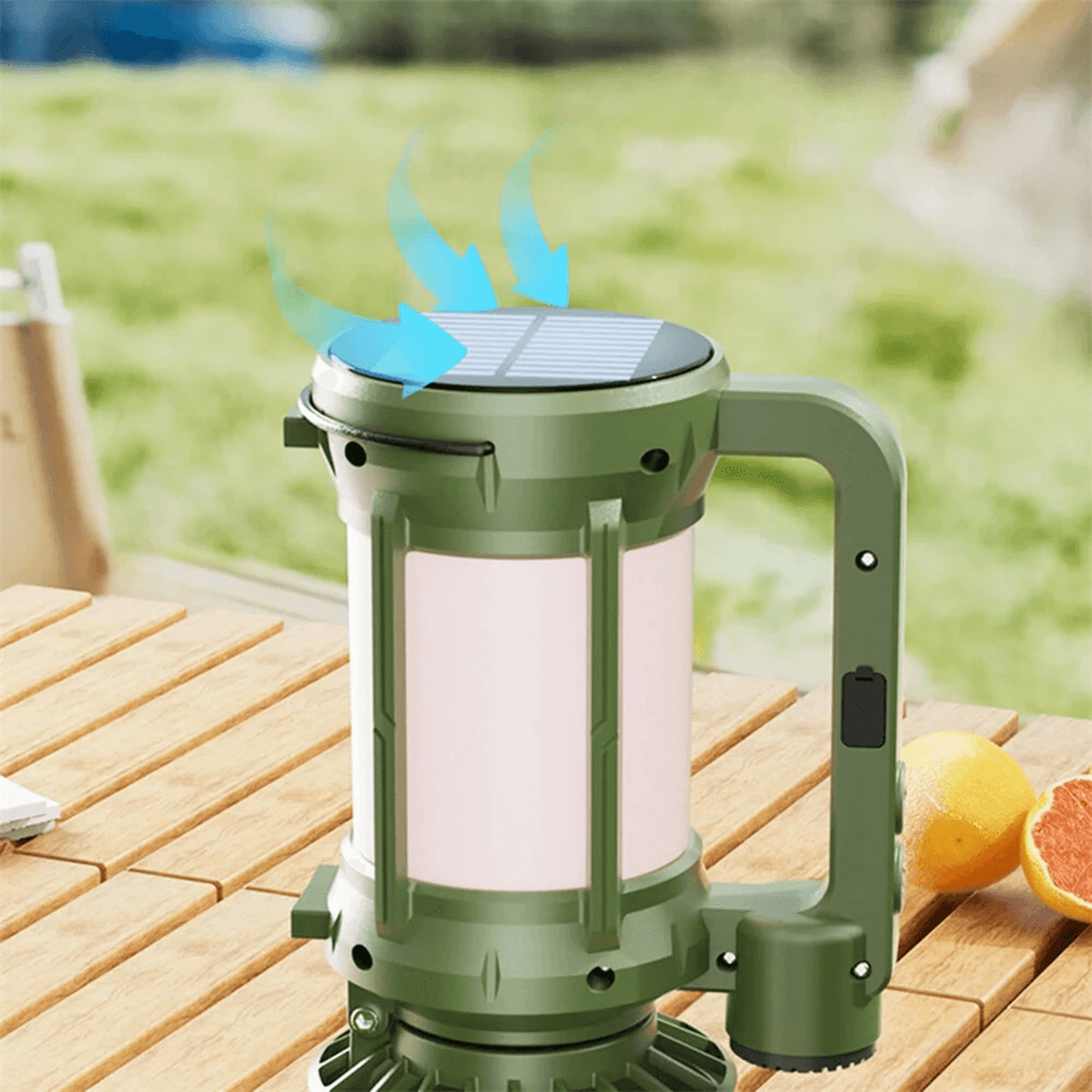 Portable Solar Camping Lantern With Mini Fan LED Flashlight And Type C Rechargeable Battery 2