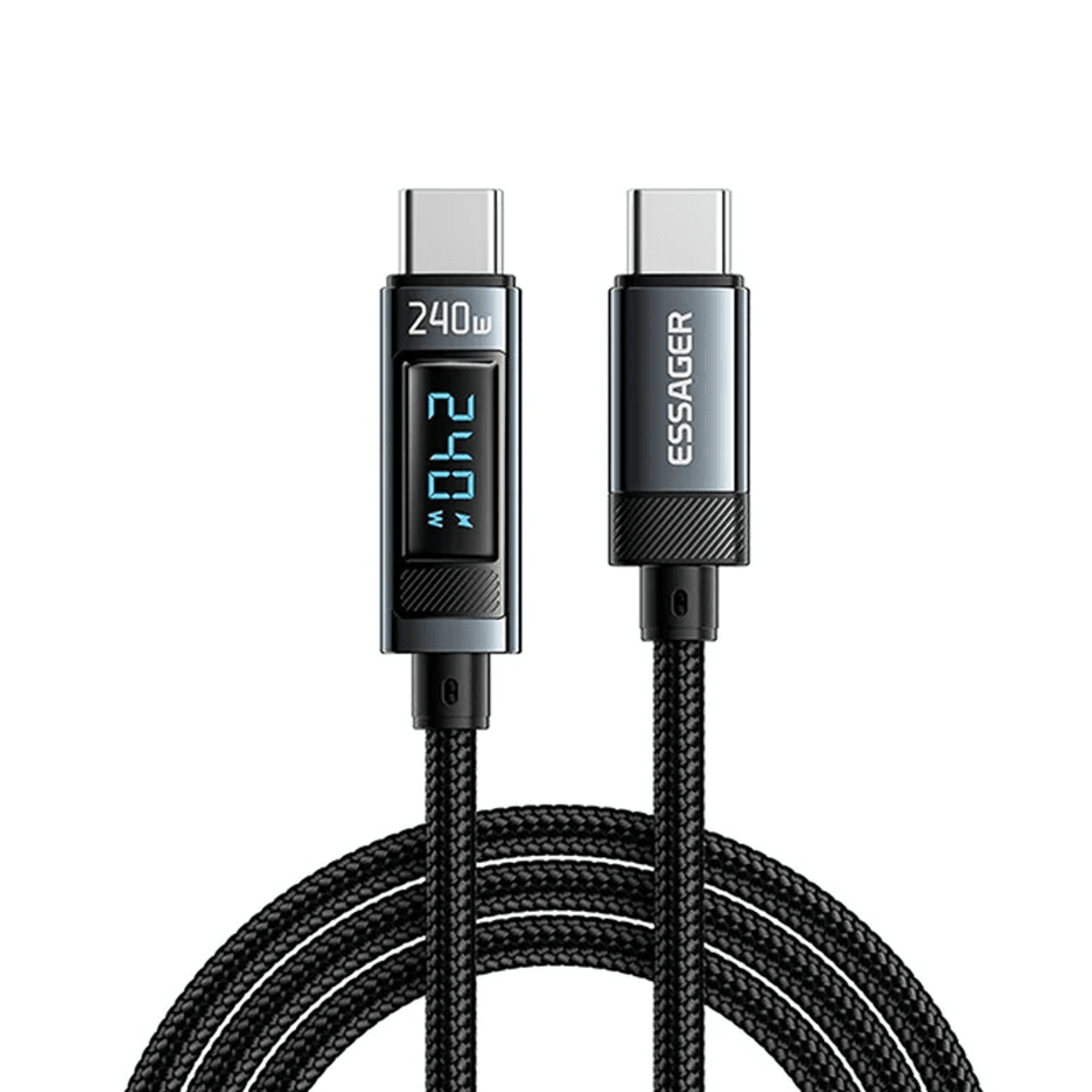 USB C Fast Charging Cable With Digital Display And Right Angle Connector 0