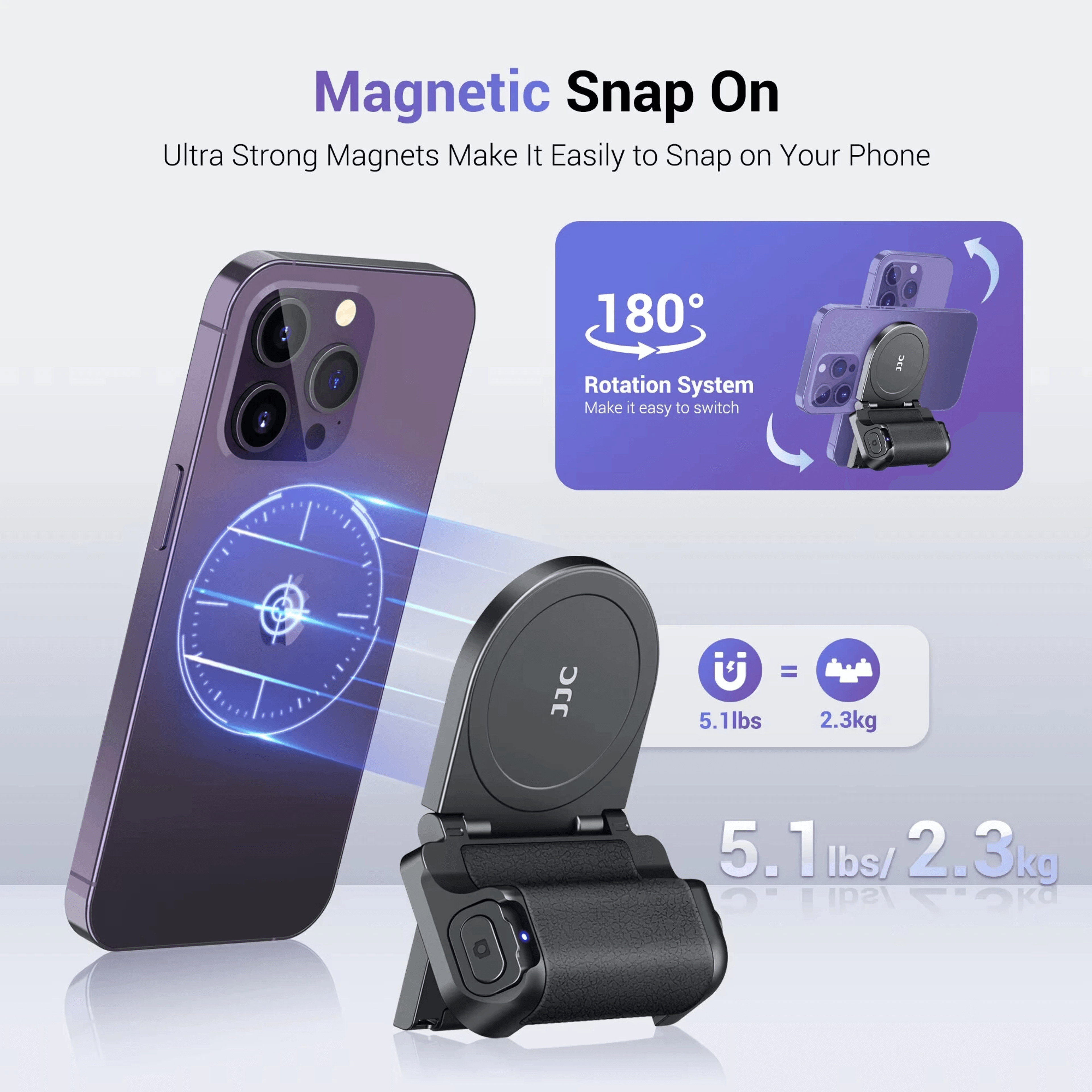 Magnetic Phone Camera Grip Stand With Bluetooth Remote And Tripod Mount 2