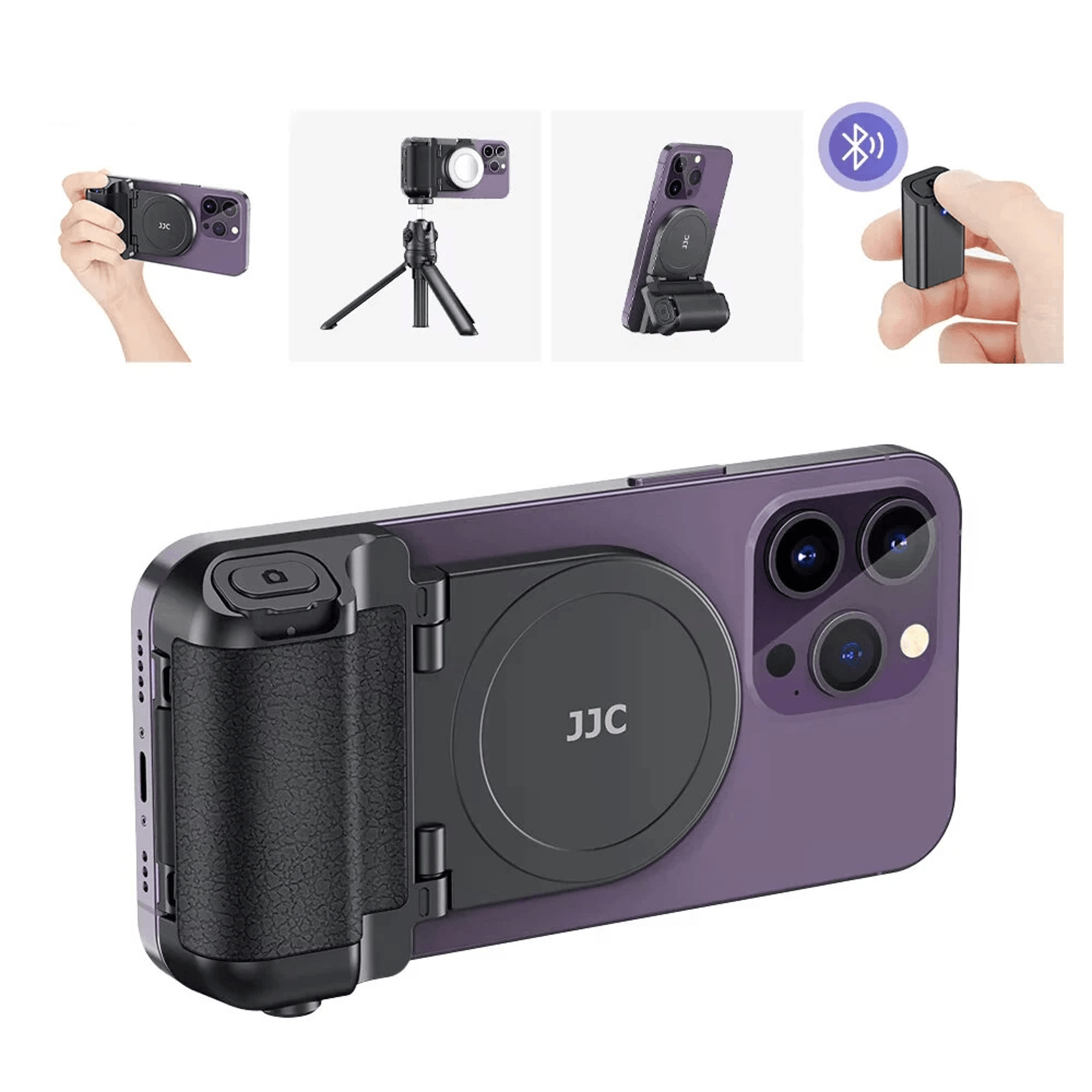 Magnetic Phone Camera Grip Stand With Bluetooth Remote And Tripod Mount 0