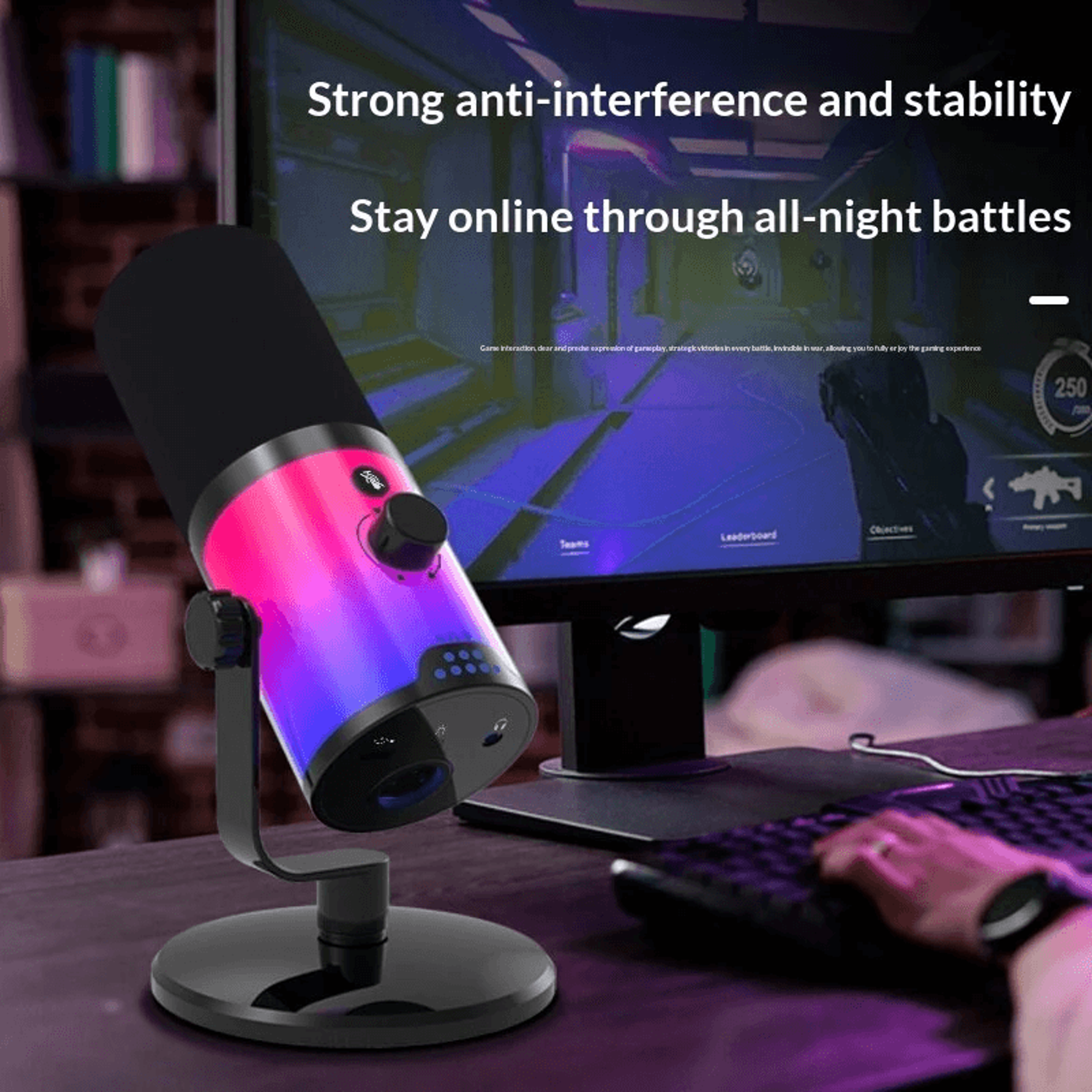 RGB USB XLR Dynamic Microphone With DSP Noise Reduction For Streaming And Podcasting 1