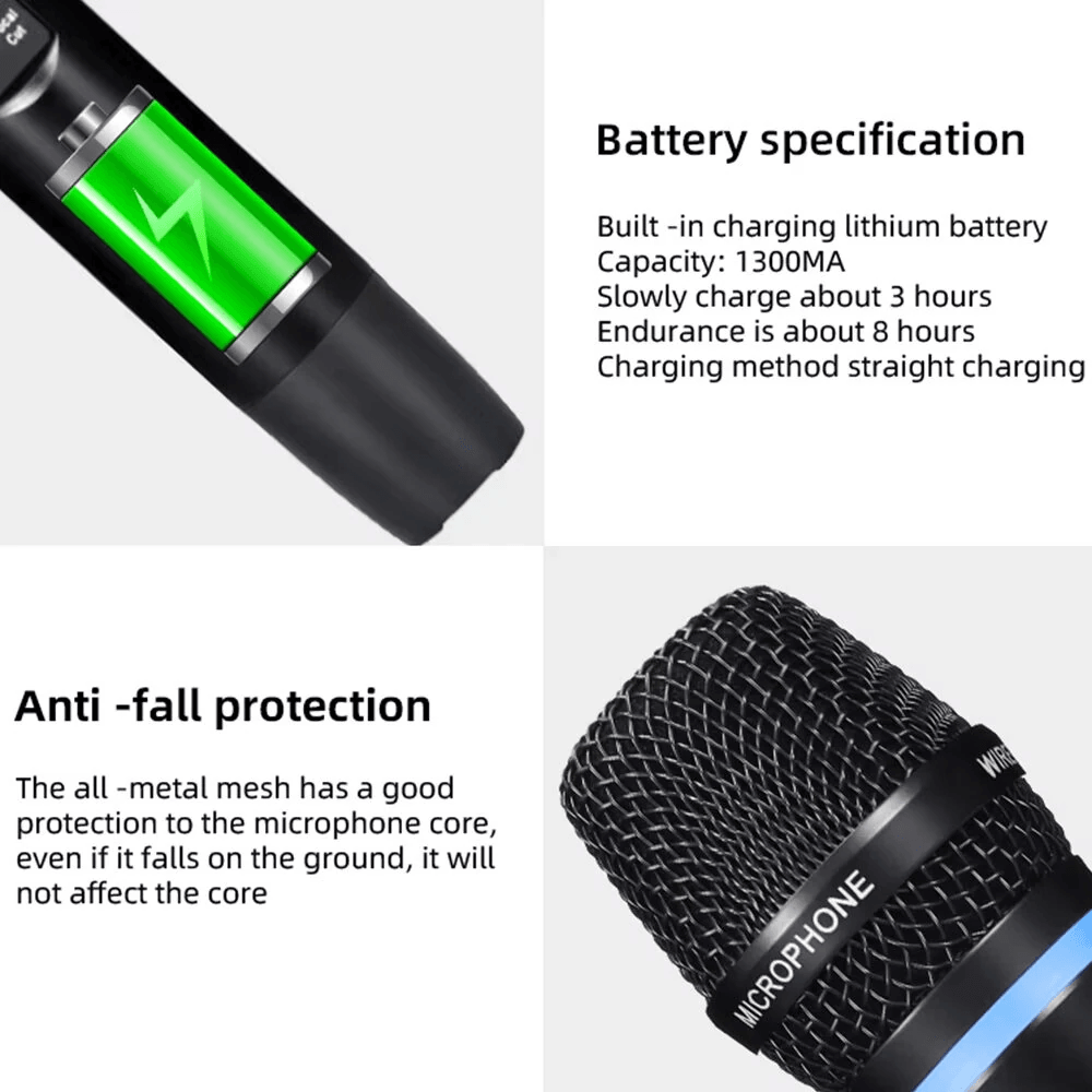 Wireless Karaoke Microphone With DSP Anti Feedback Echo And Rechargeable Receiver 5