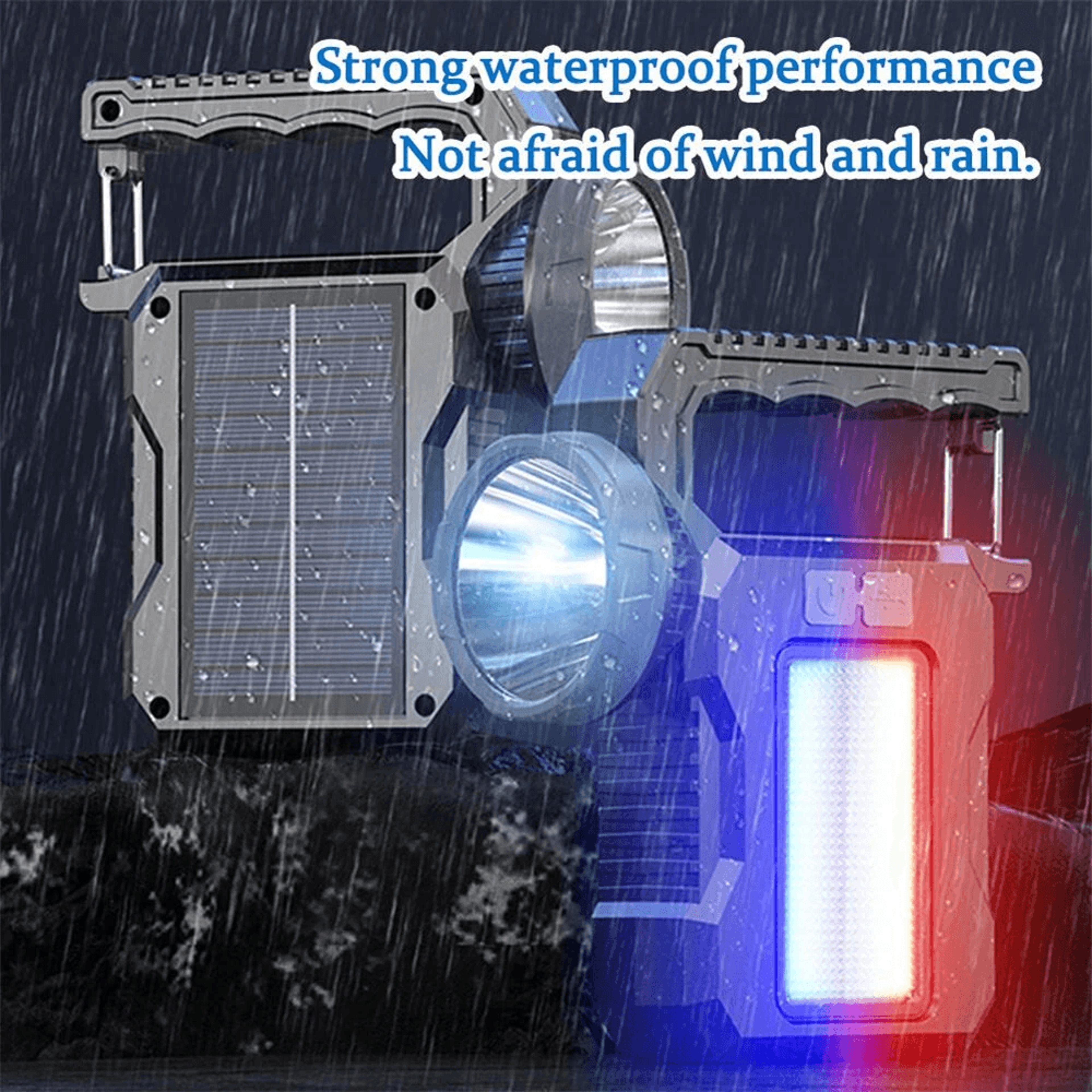 Solar Rechargeable LED Flashlight With COB Emergency Light 7
