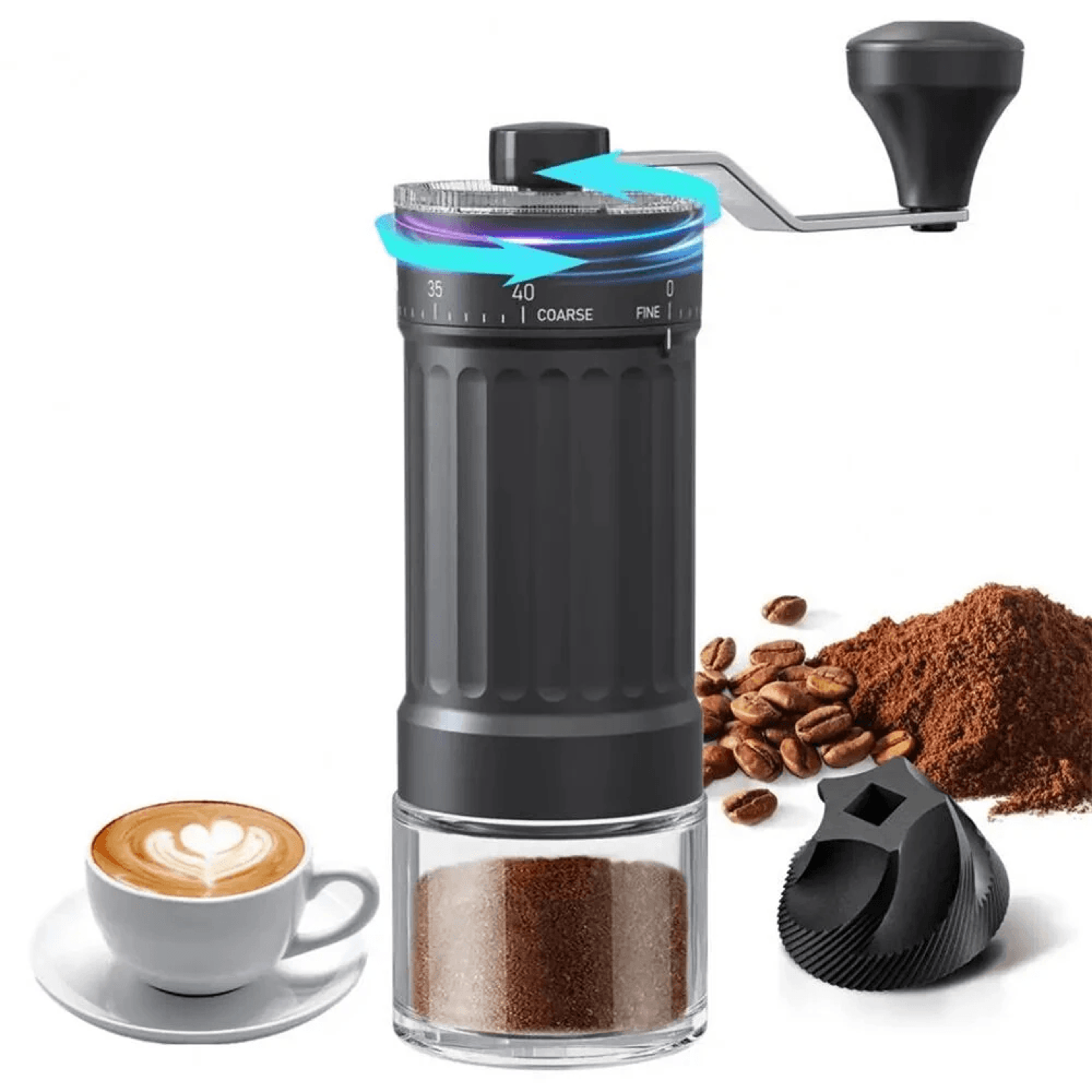 Portable Manual Coffee Grinder With Ceramic Burr Hand Crank 0