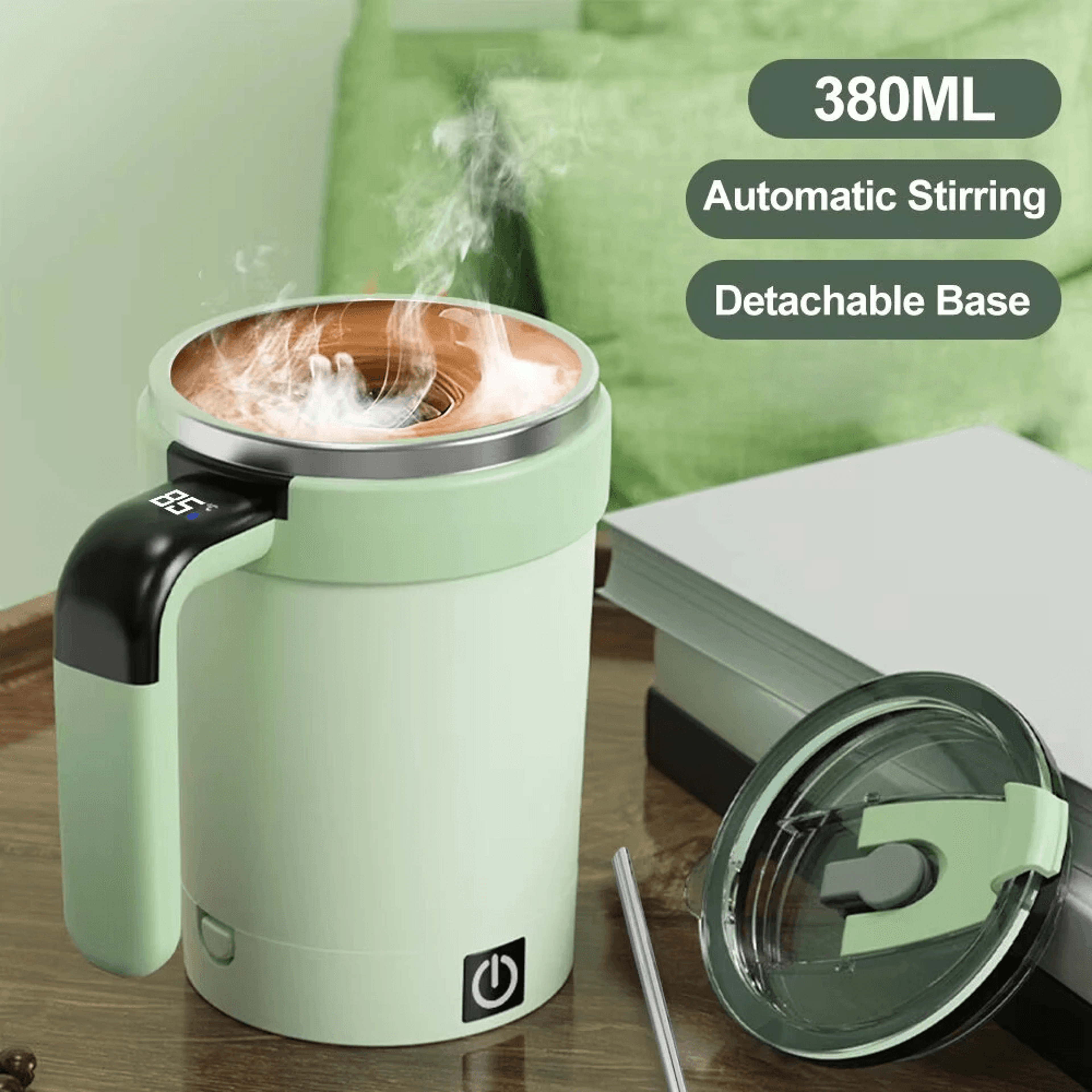 Automatic Magnetic Self Stirring Mug With USB Charging Straw And Lid 7