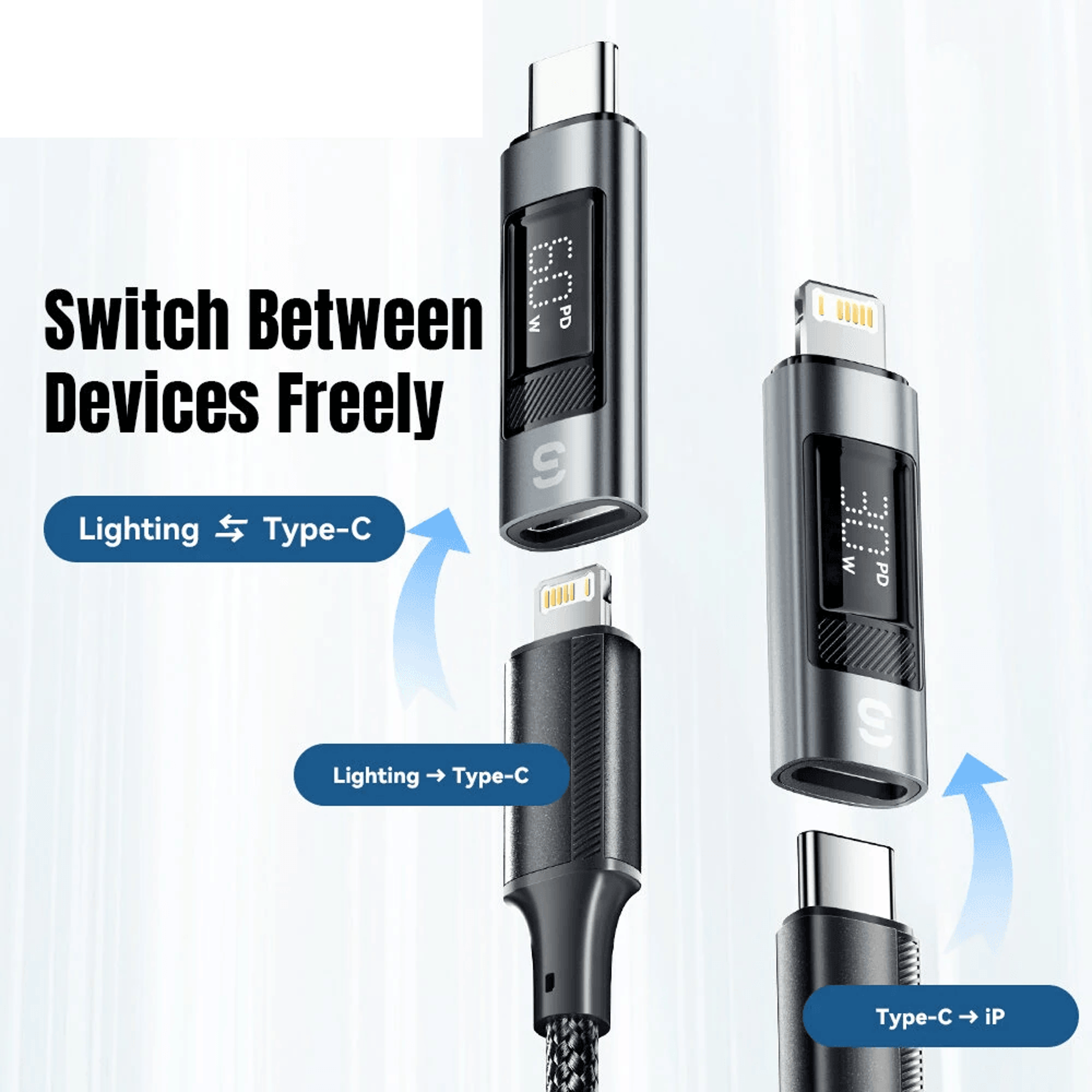 Digital Display USB C Charging Adapter With Fast Data Transfer 1