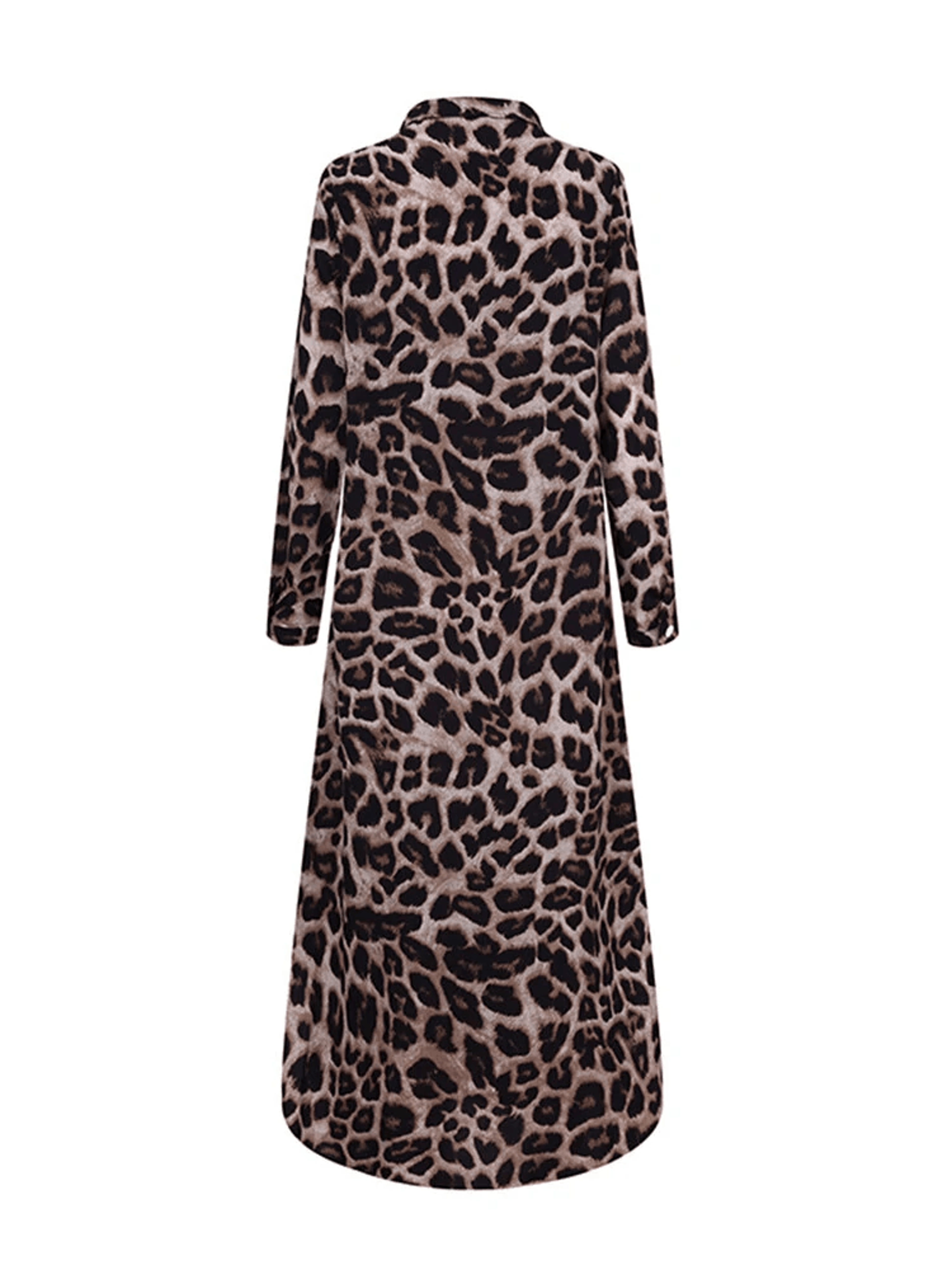 Leopard Print Shirt Dress For Women Long Sleeve Button Up Maxi Dress 0