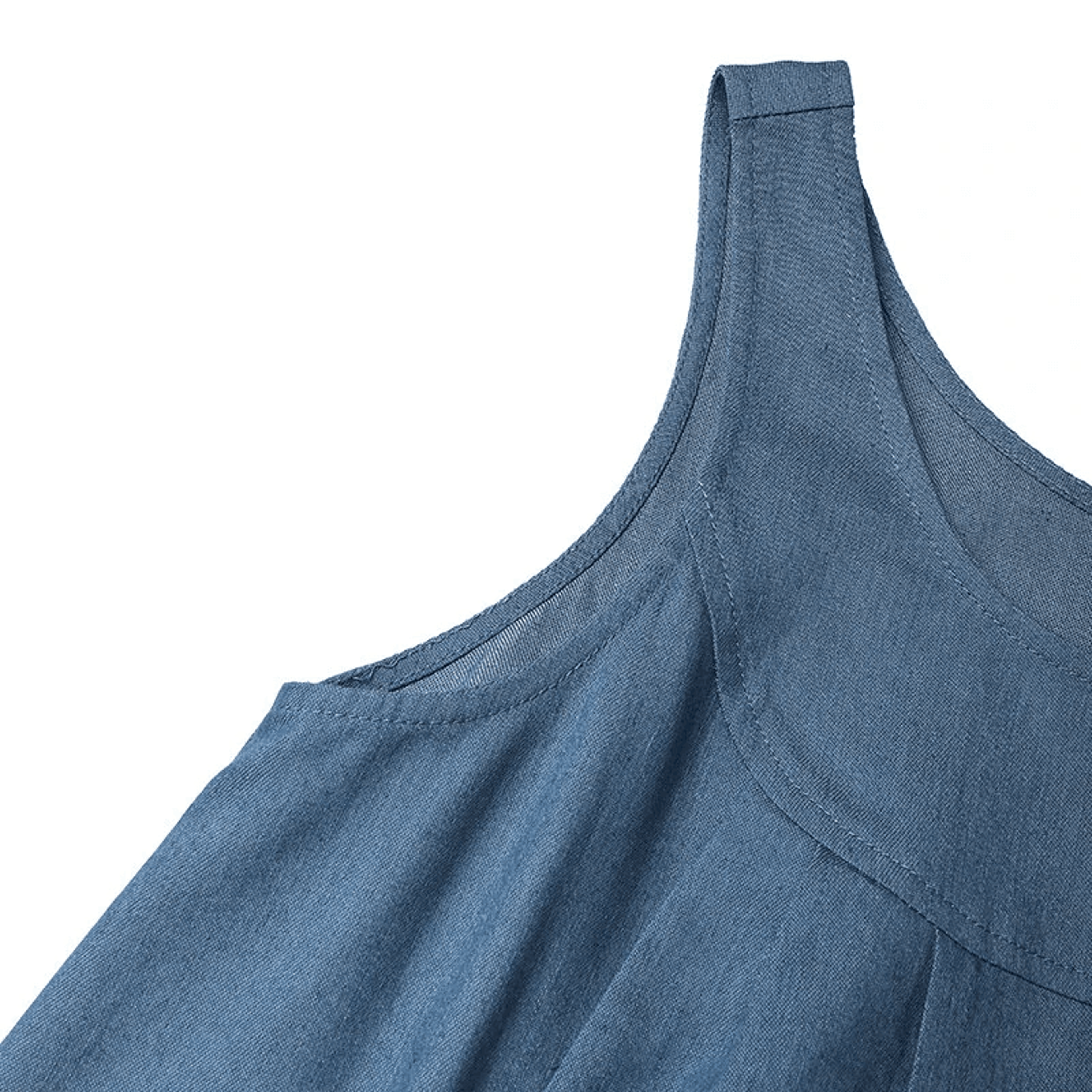 Womens Denim Overall Maxi Dress With Pockets 4