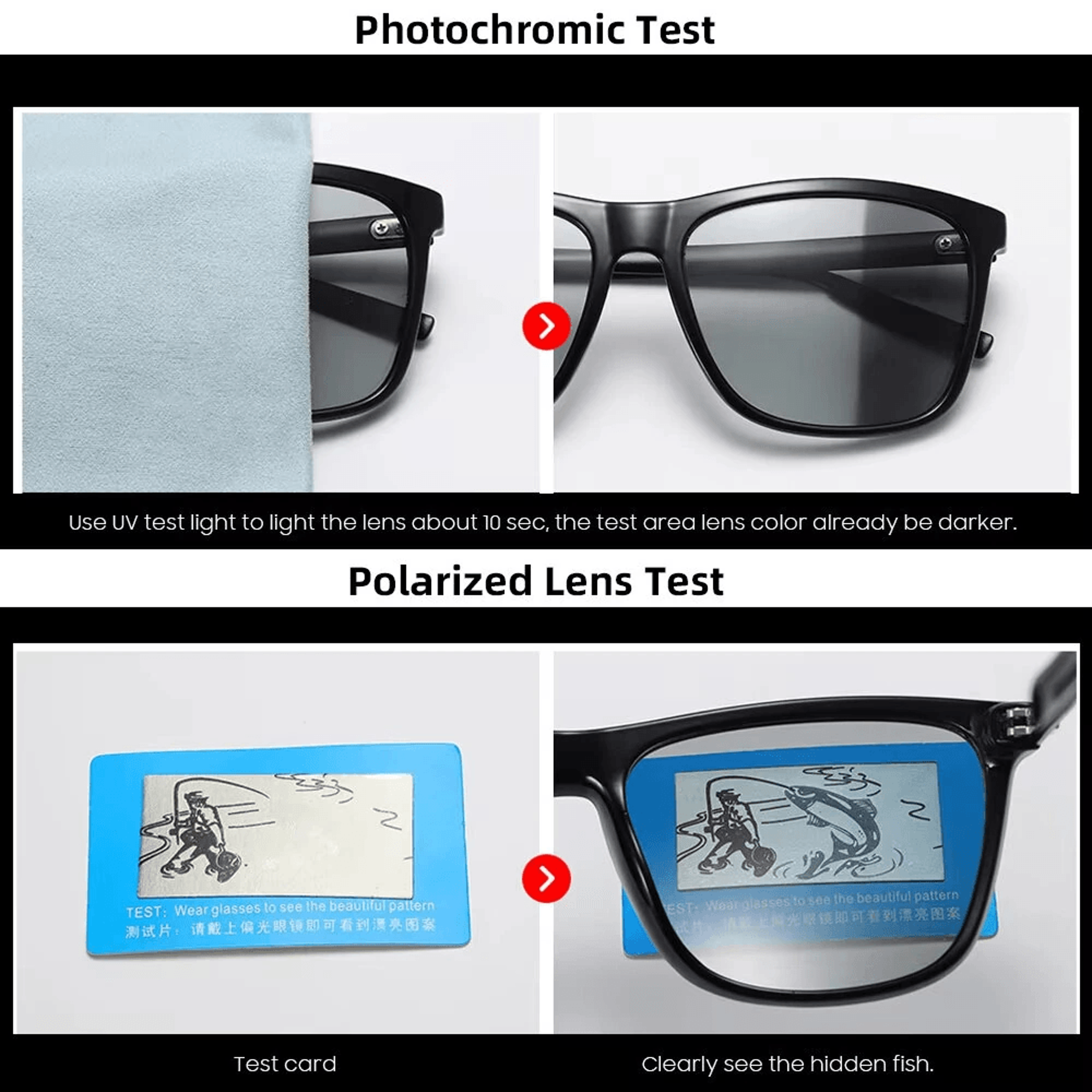 Mens Photochromic Sunglasses Polarized Square Cycling Glasses 2