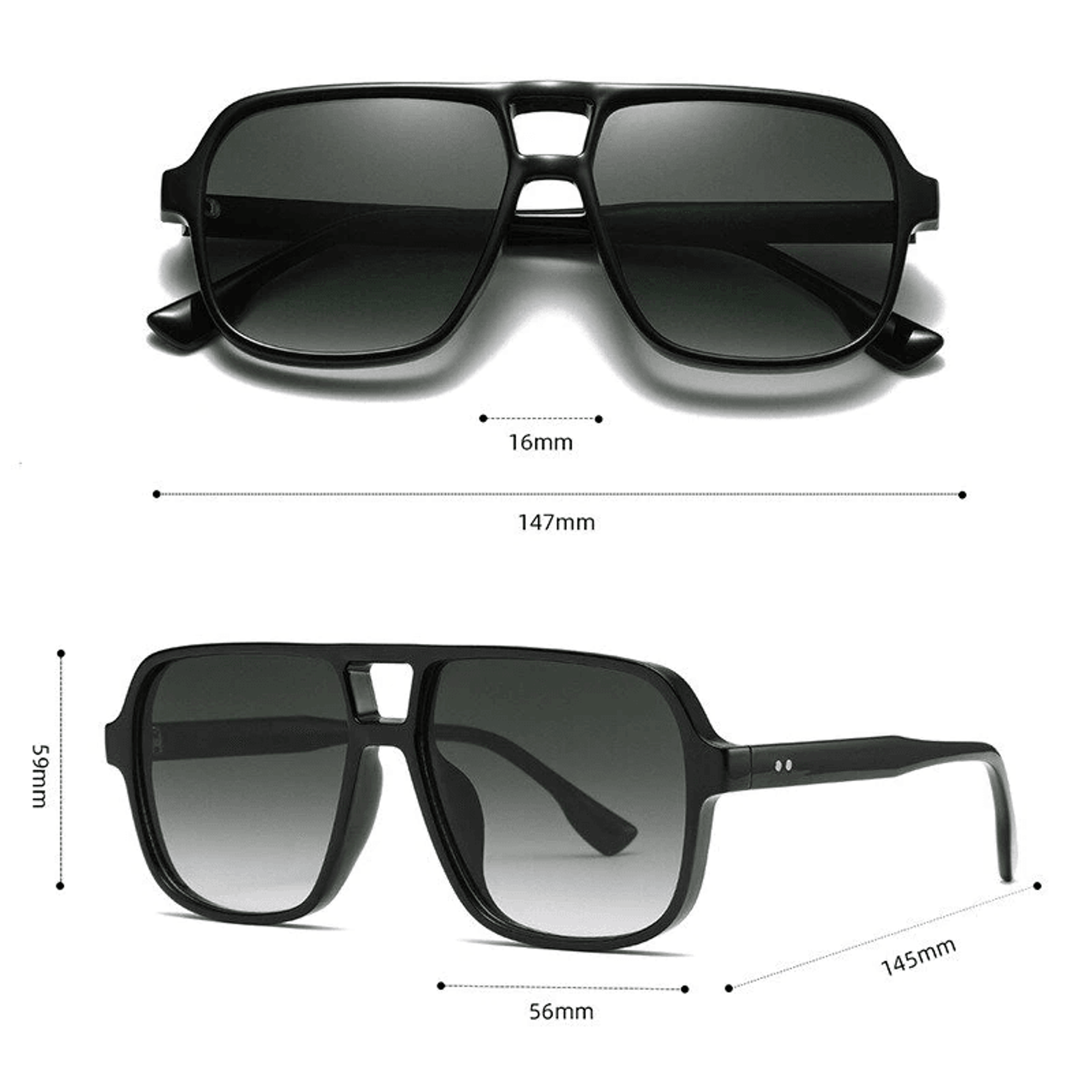 Square Double Bridge Pilot Sunglasses With Protection For Men And Women 2