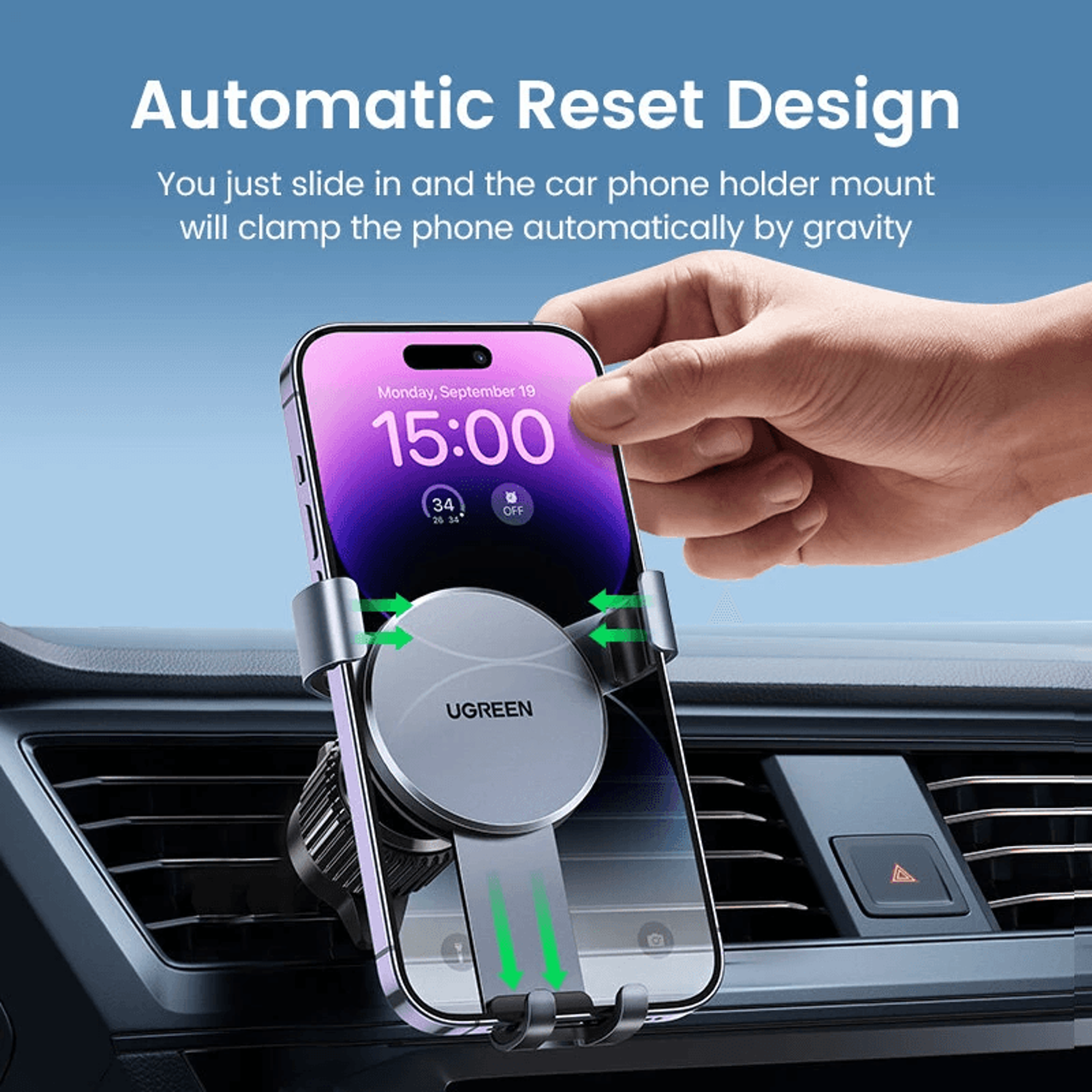 Gravity Car Phone Holder With Auto Lock Air Vent Mount And Degree Adjustment 4