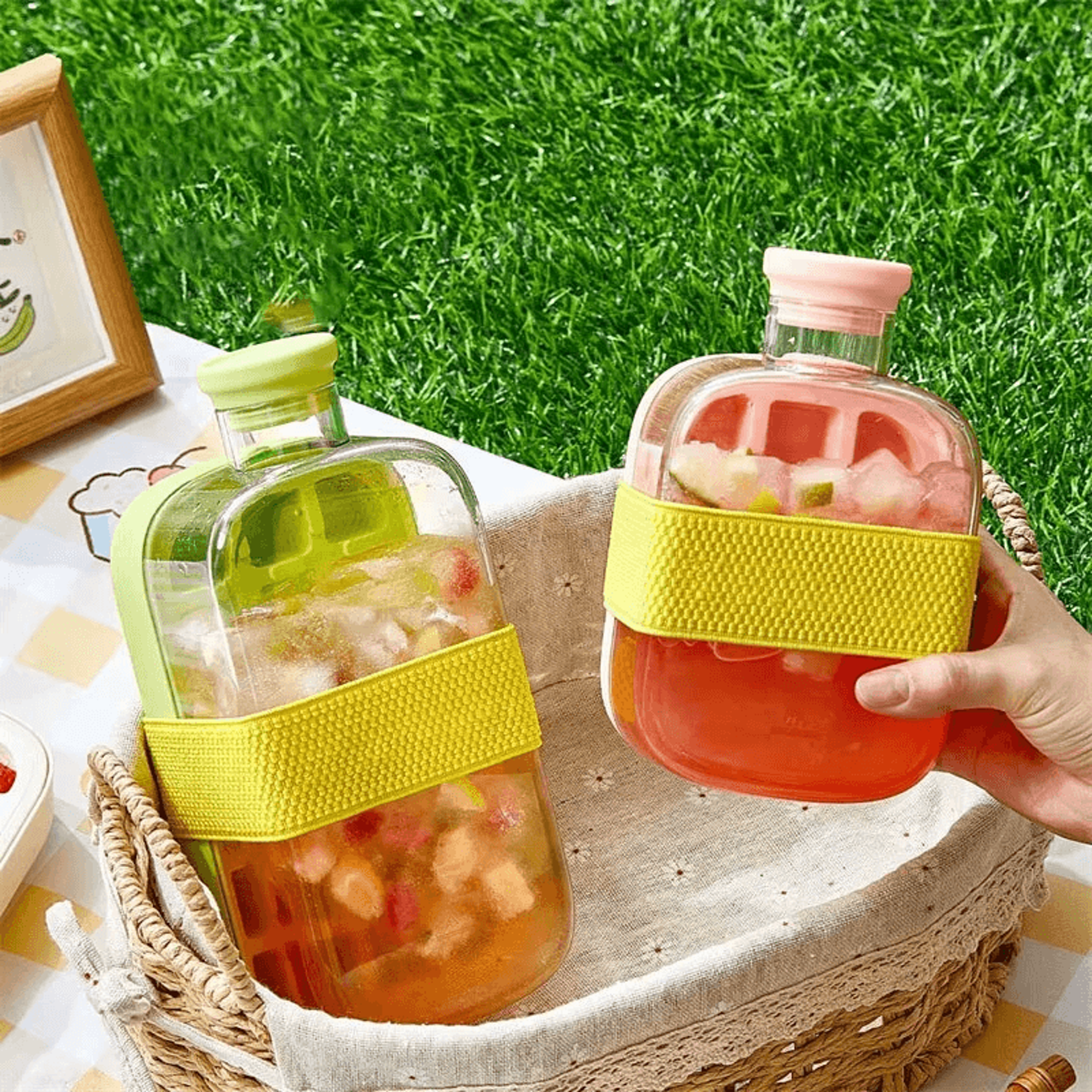 One Click Ice Cube Bottle With Silicone Mold And Straw 1