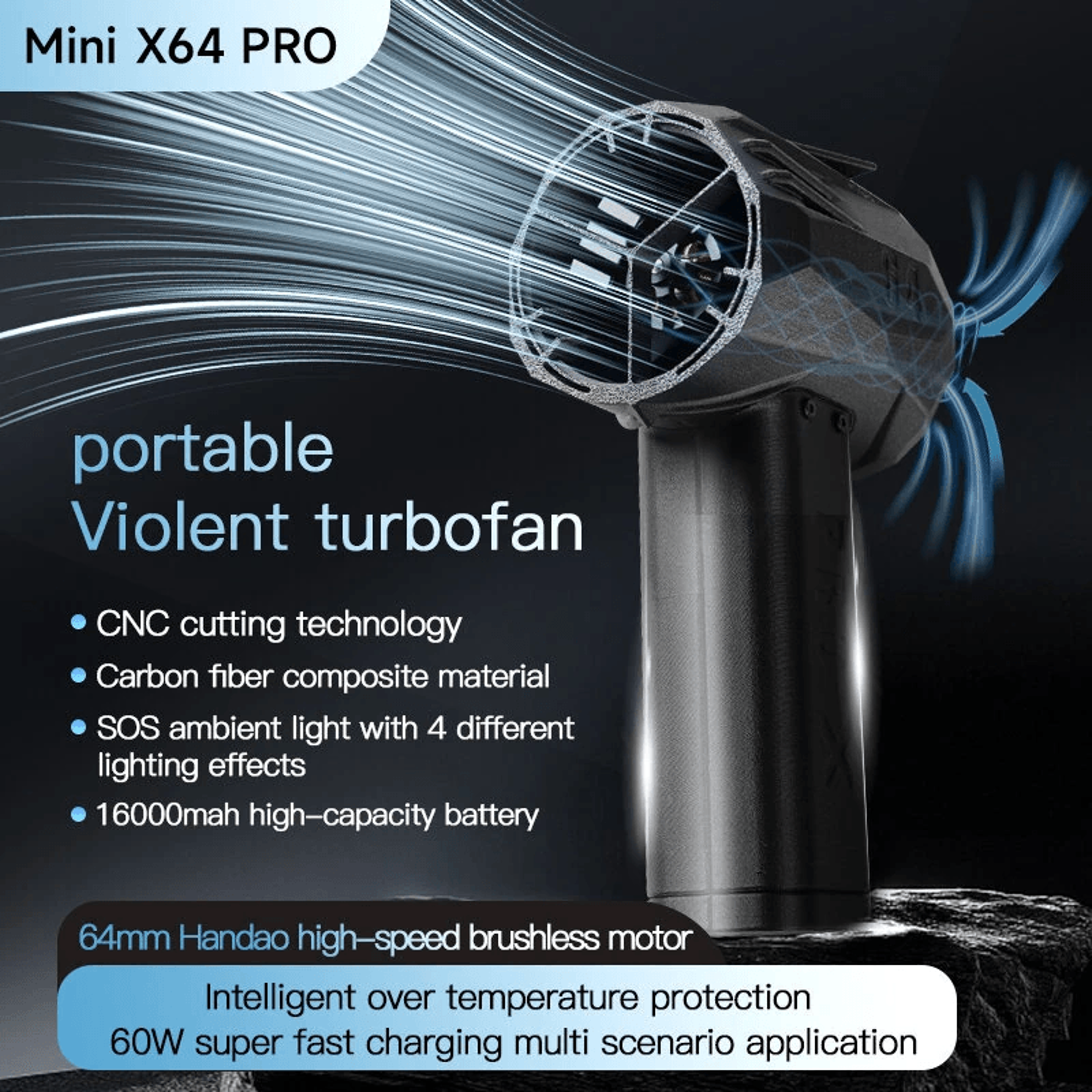 Powerful Handheld Turbo Fan Rechargeable Electric Air Blower 5